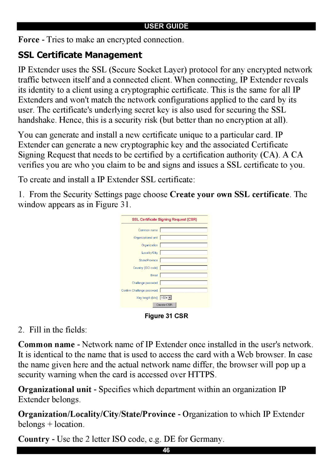 Minicom Advanced Systems Smart IP Extender manual SSL Certificate Management, Csr 