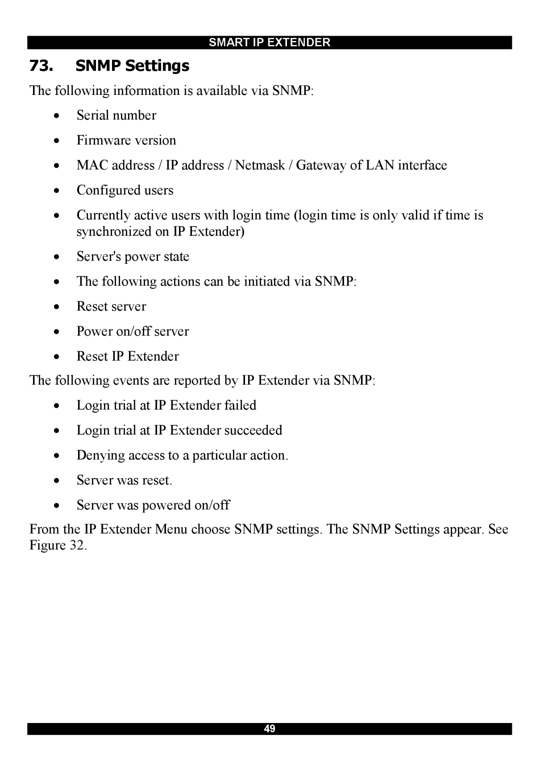 Minicom Advanced Systems Smart IP Extender manual Snmp Settings 