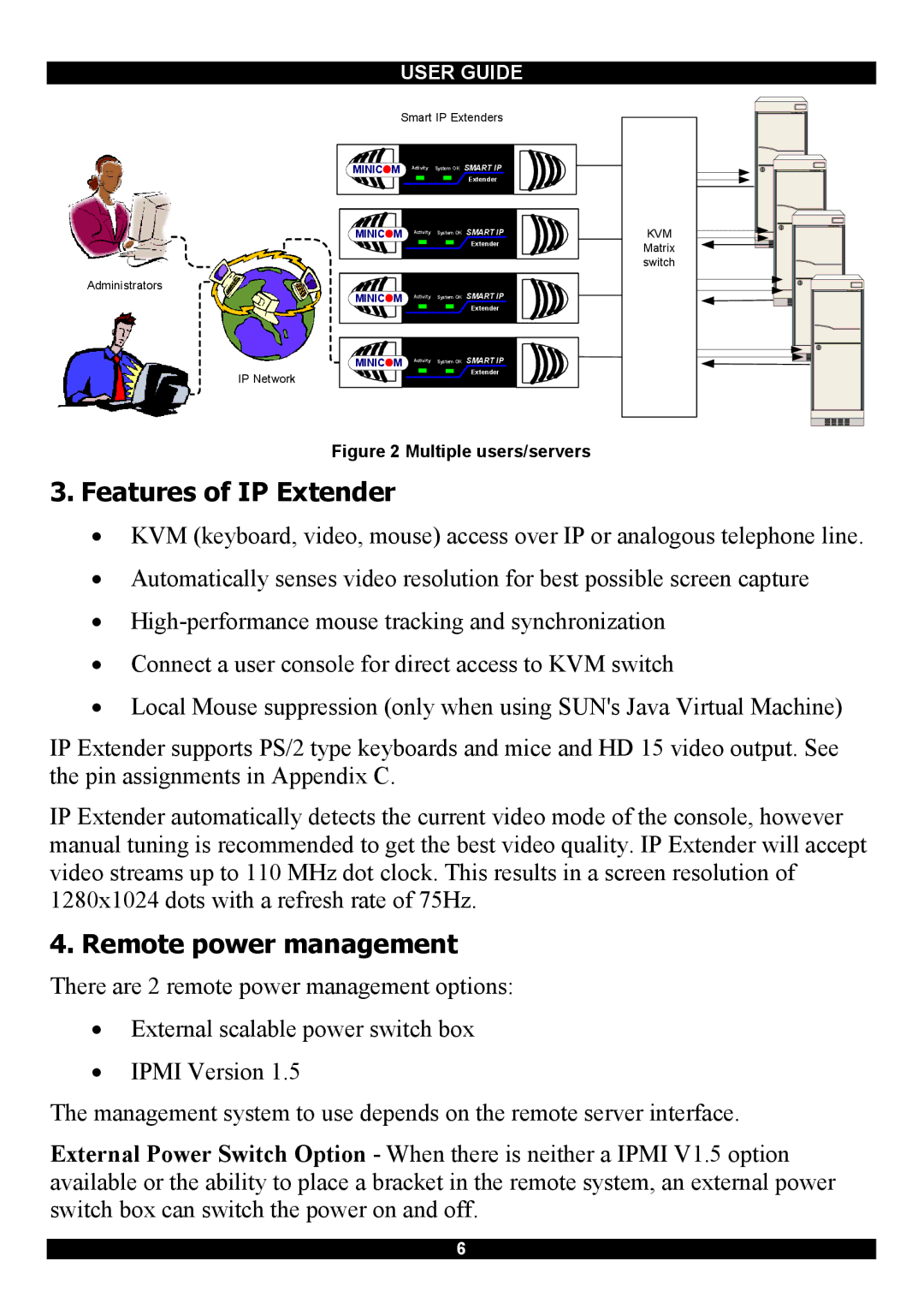 Minicom Advanced Systems Smart IP Extender manual Features of IP Extender, Remote power management 