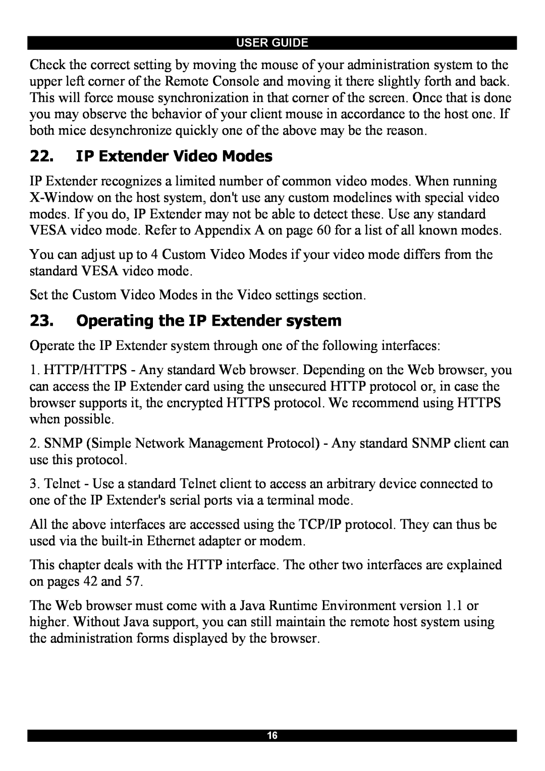 Minicom Advanced Systems Smart IP Extender manual IP Extender Video Modes, Operating the IP Extender system 