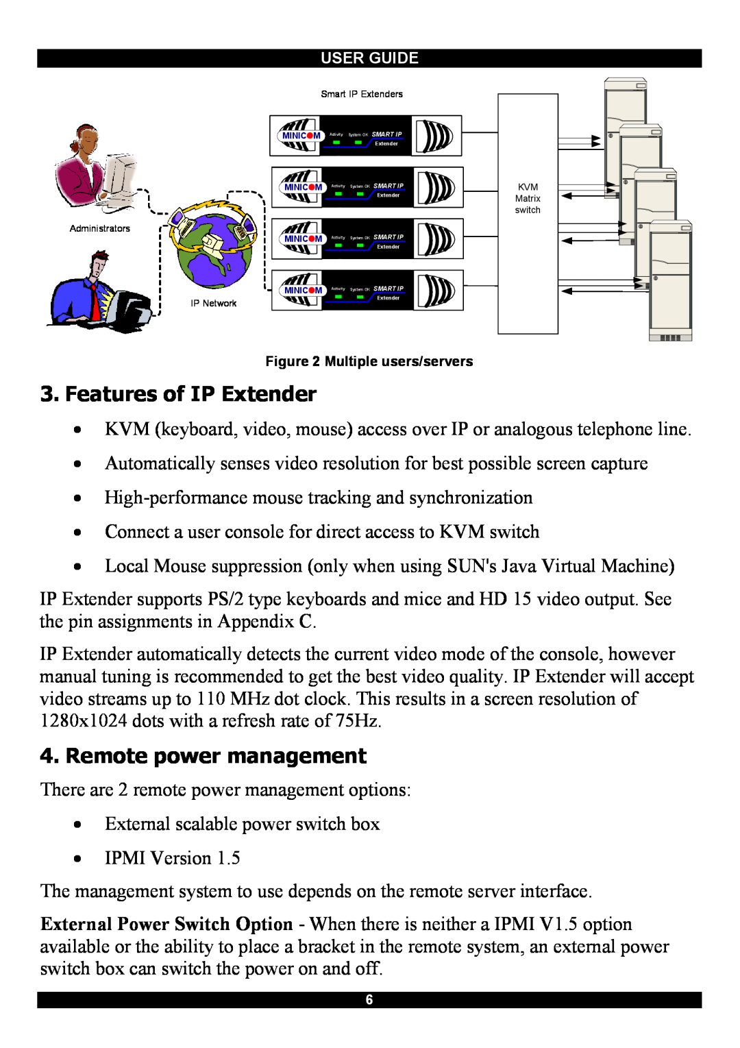 Minicom Advanced Systems Smart IP Extender manual Features of IP Extender, Remote power management 