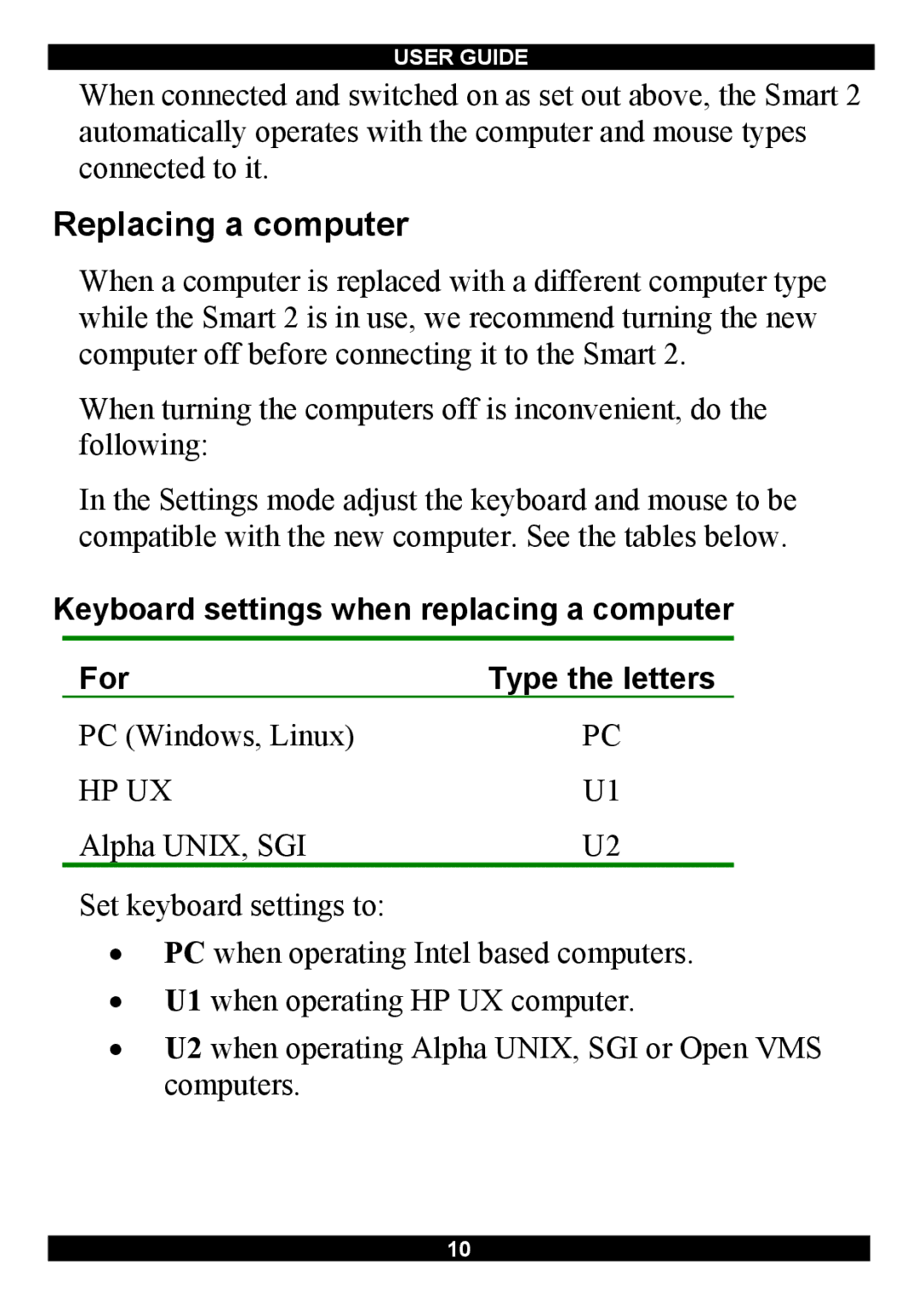 Minicom Advanced Systems Switches manual Replacing a computer, Hp Ux 