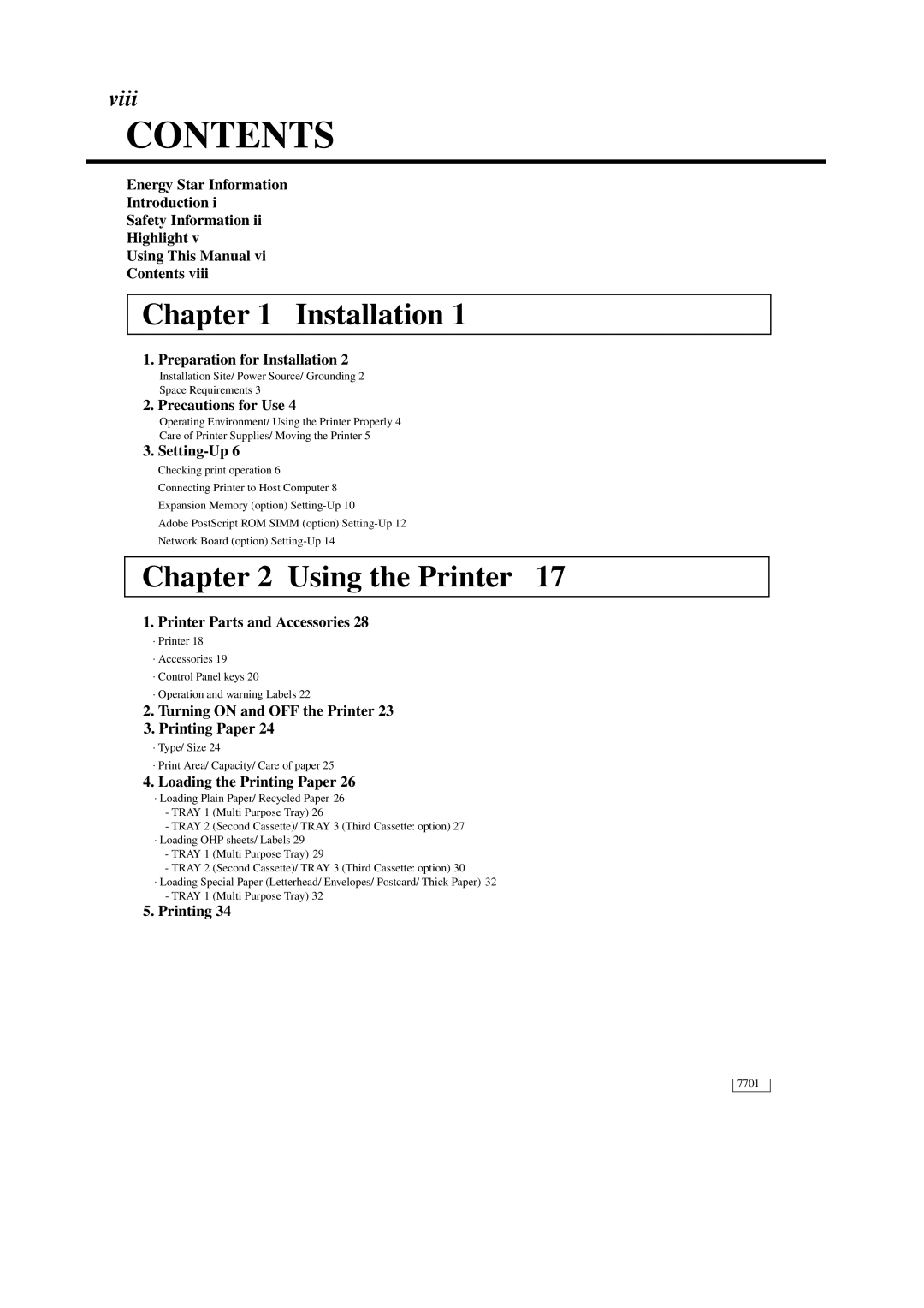 Minolta 0990-7701-02 user manual Contents 