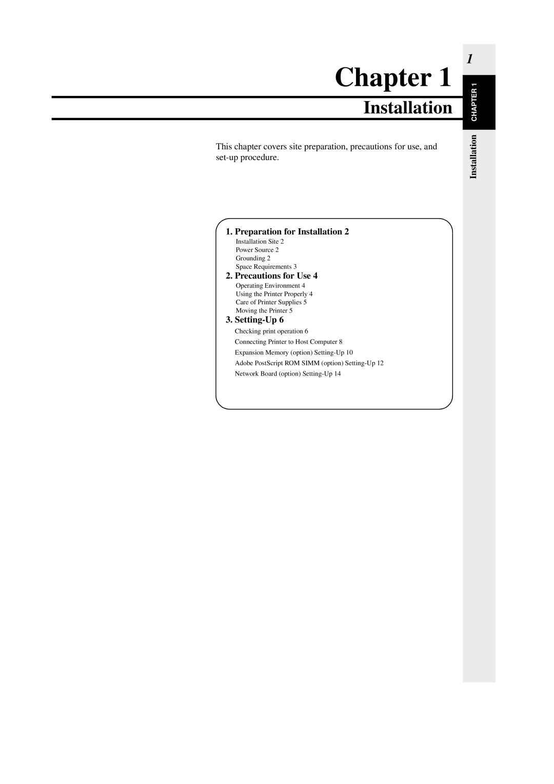 Minolta 0990-7701-02 user manual Installation Chapter 