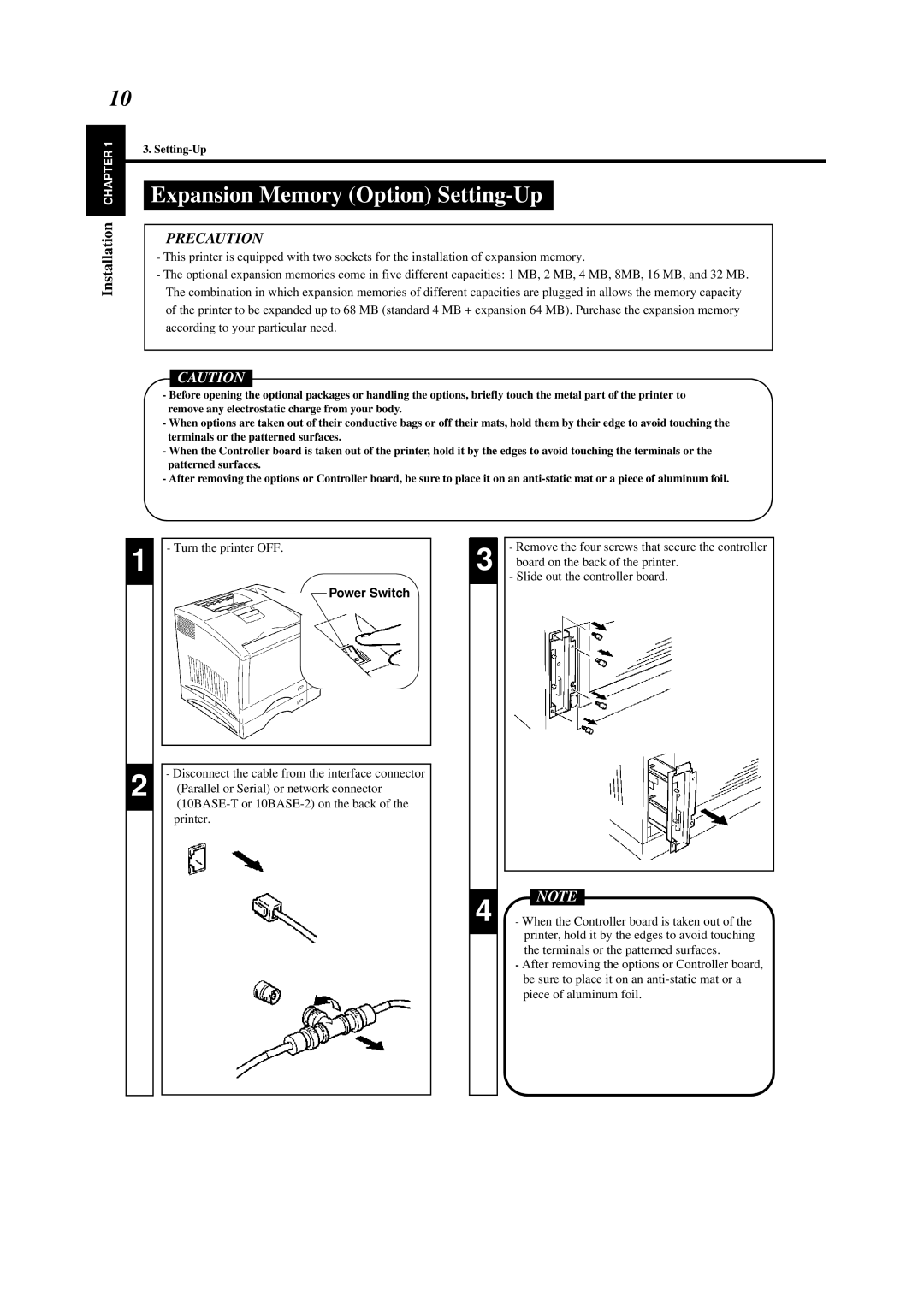 Minolta 0990-7701-02 user manual Expansion Memory Option Setting-Up 