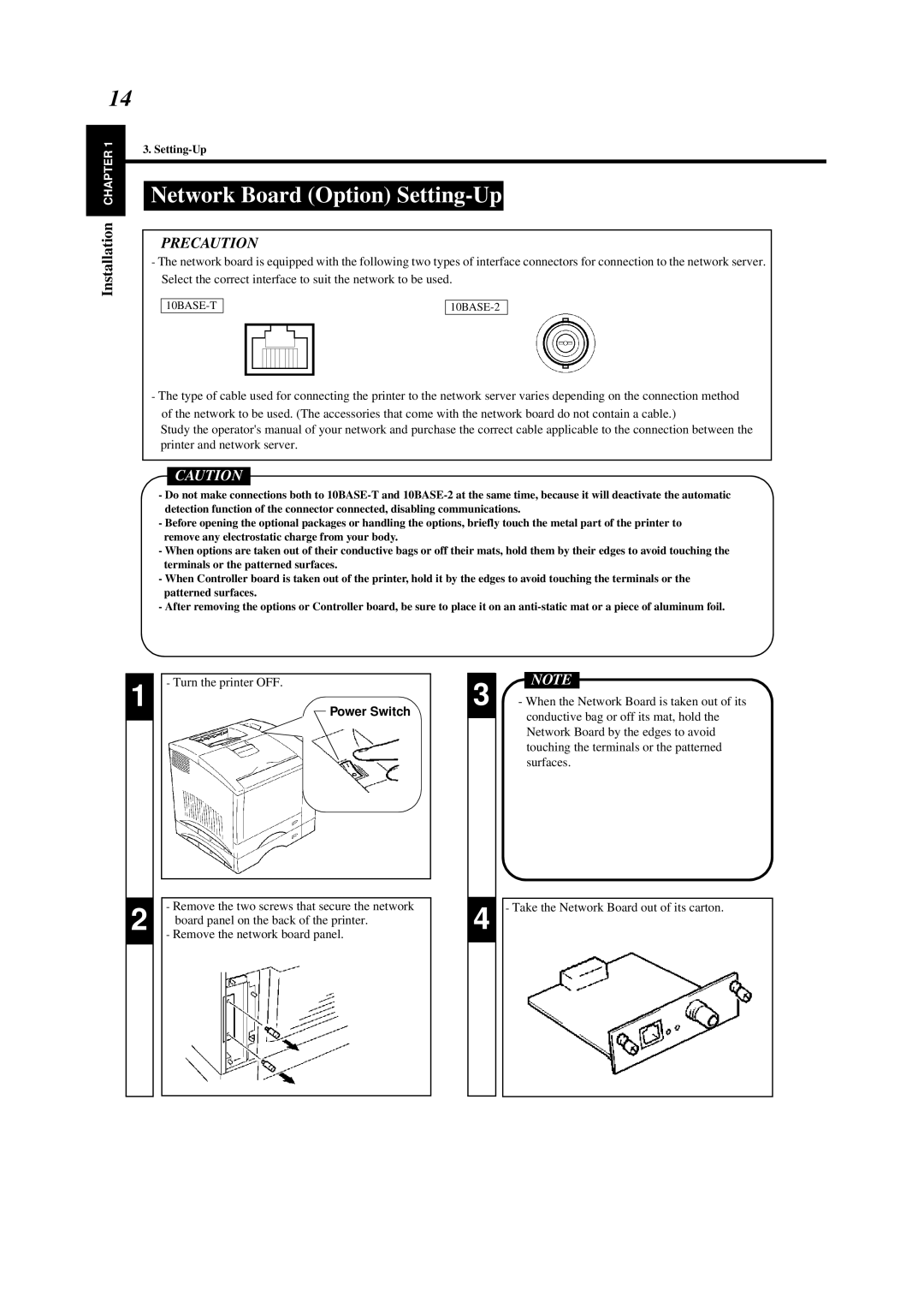 Minolta 0990-7701-02 user manual Network Board Option Setting-Up 