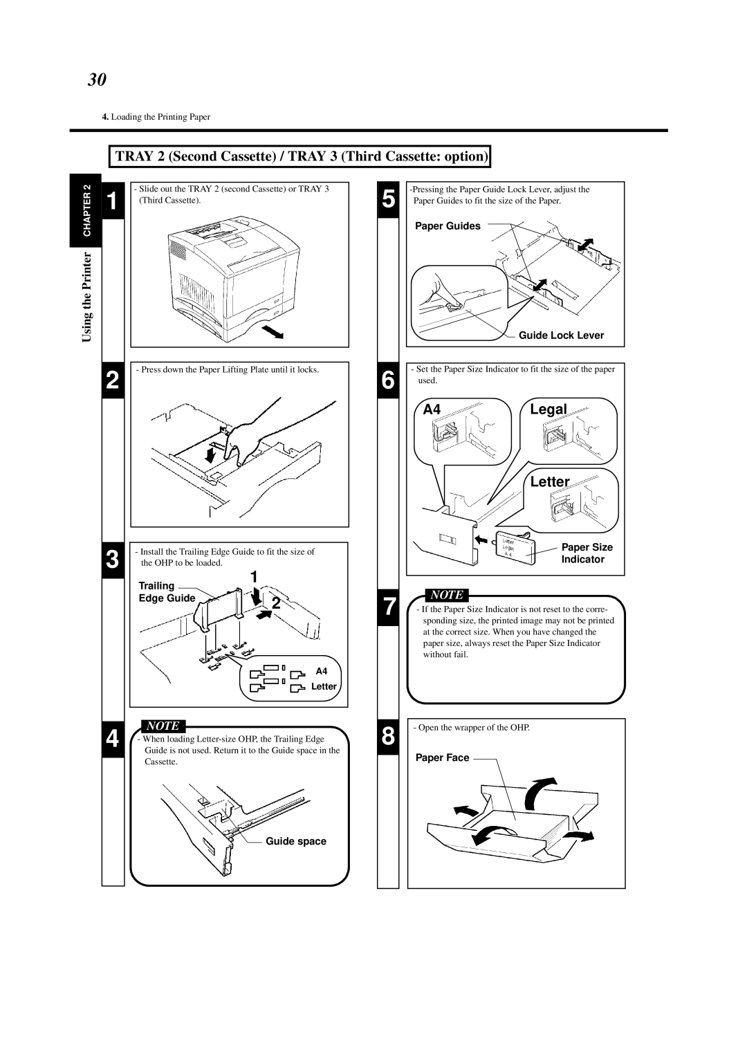 Minolta 0990-7701-02 user manual Trailing Edge Guide, Paper Size 