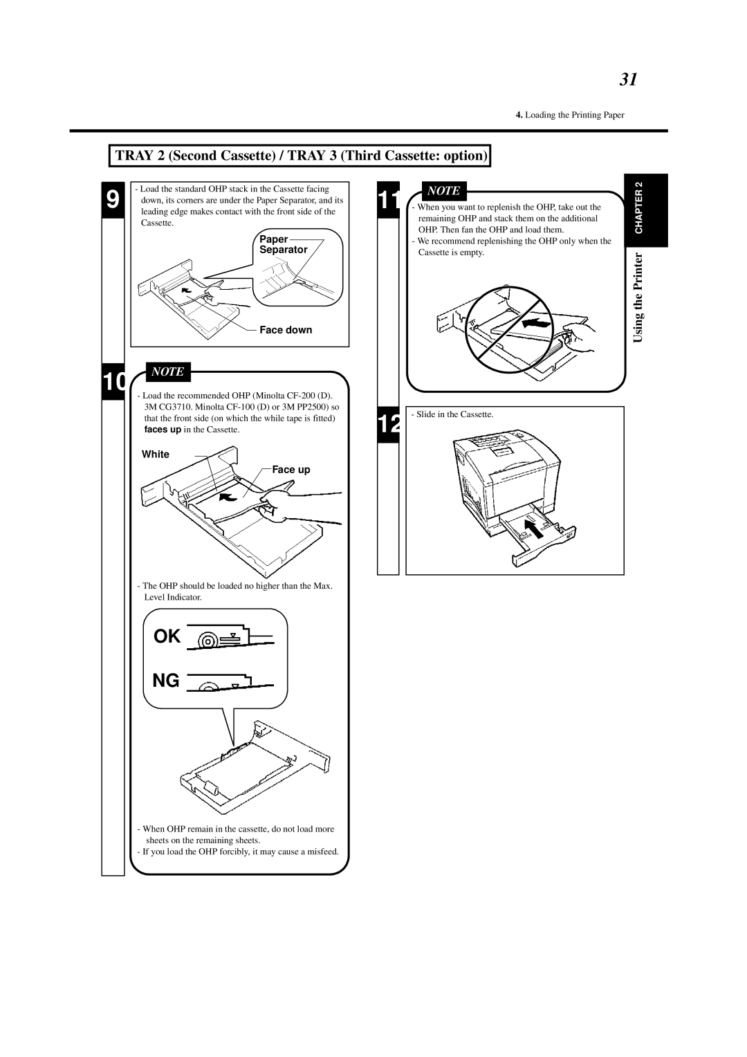 Minolta 0990-7701-02 user manual Paper Separator Face down, White Face up 