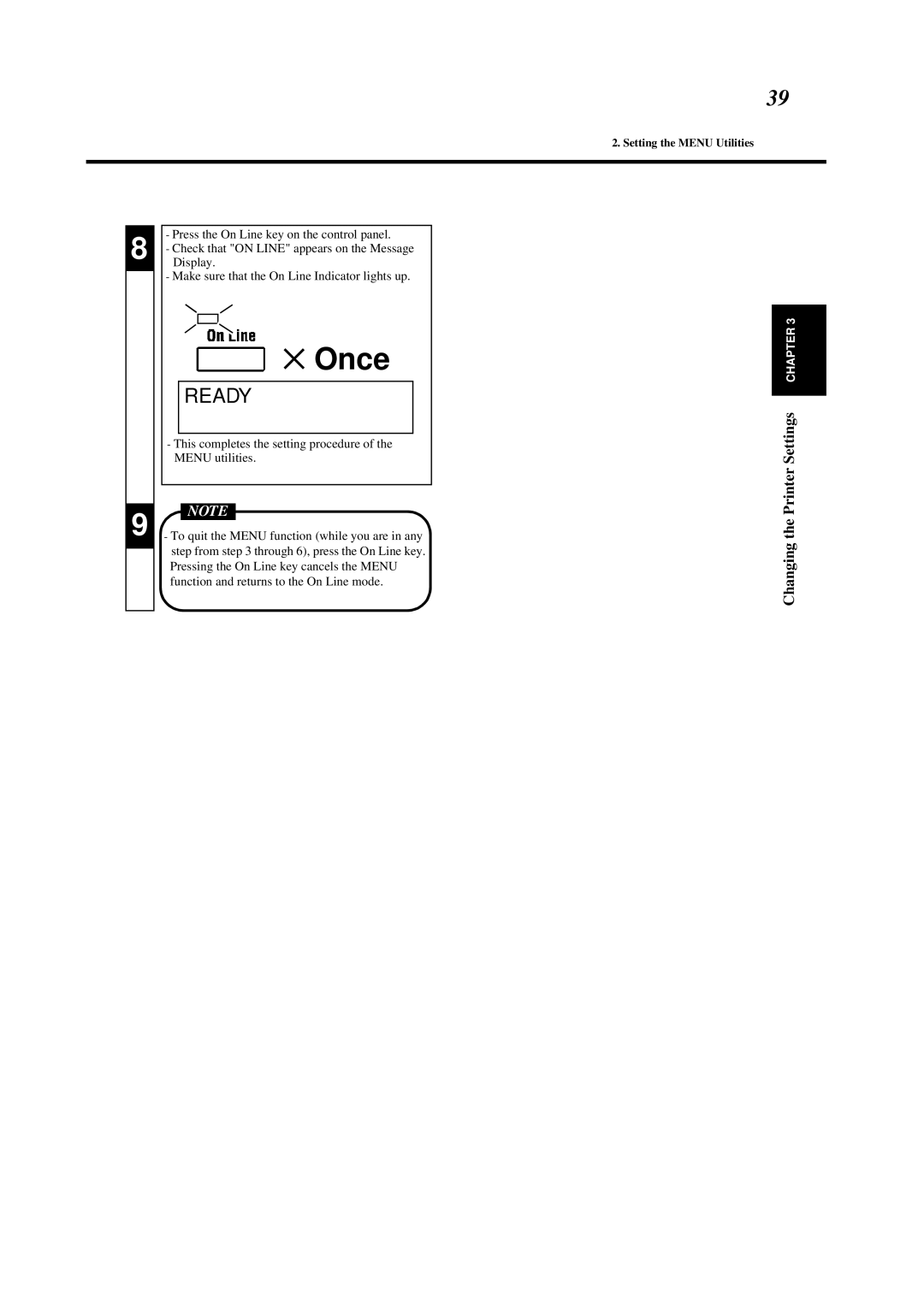 Minolta 0990-7701-02 user manual Setting the Menu Utilities 