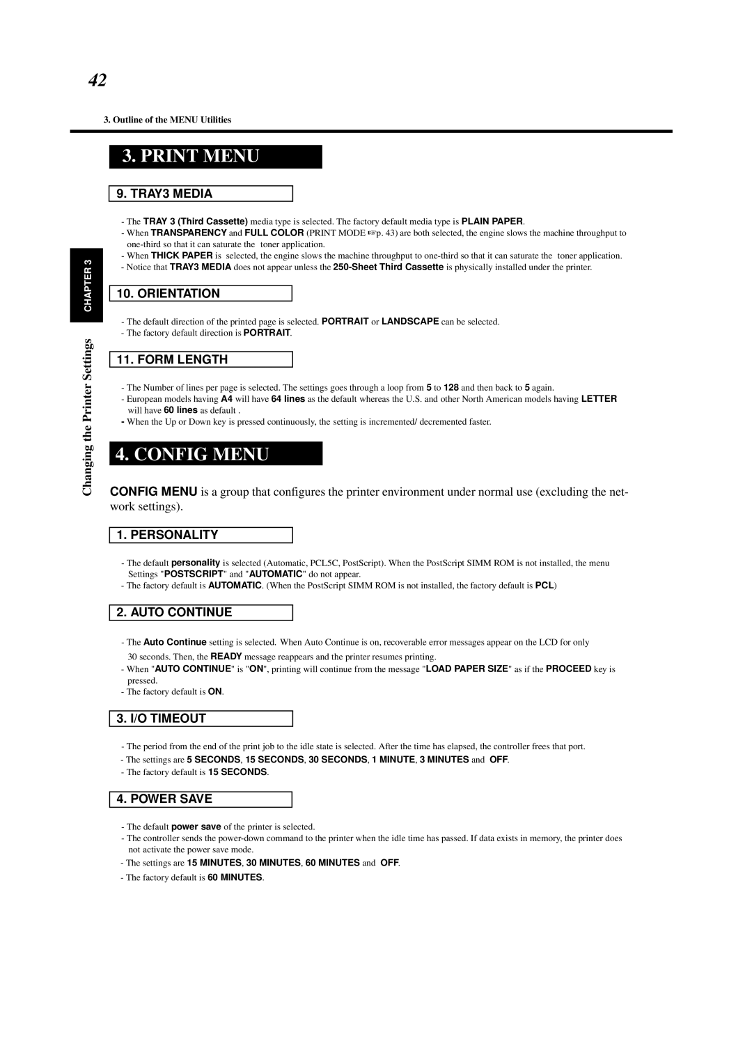 Minolta 0990-7701-02 user manual Config Menu 