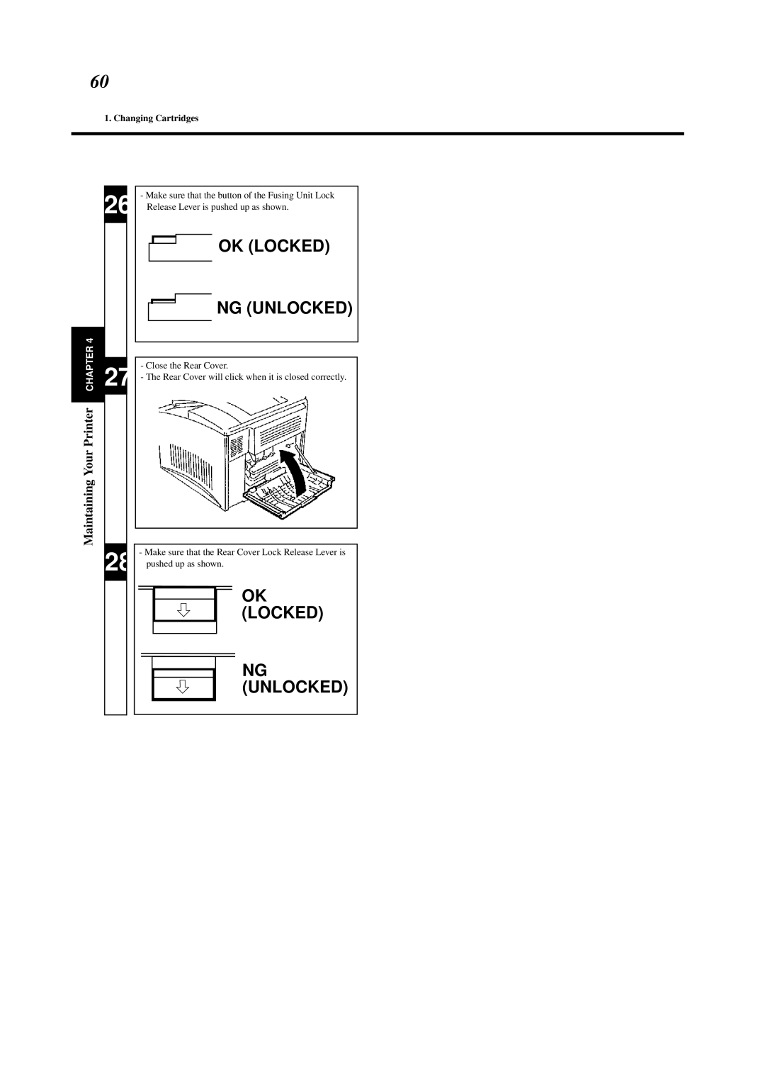 Minolta 0990-7701-02 user manual OK Locked NG Unlocked 