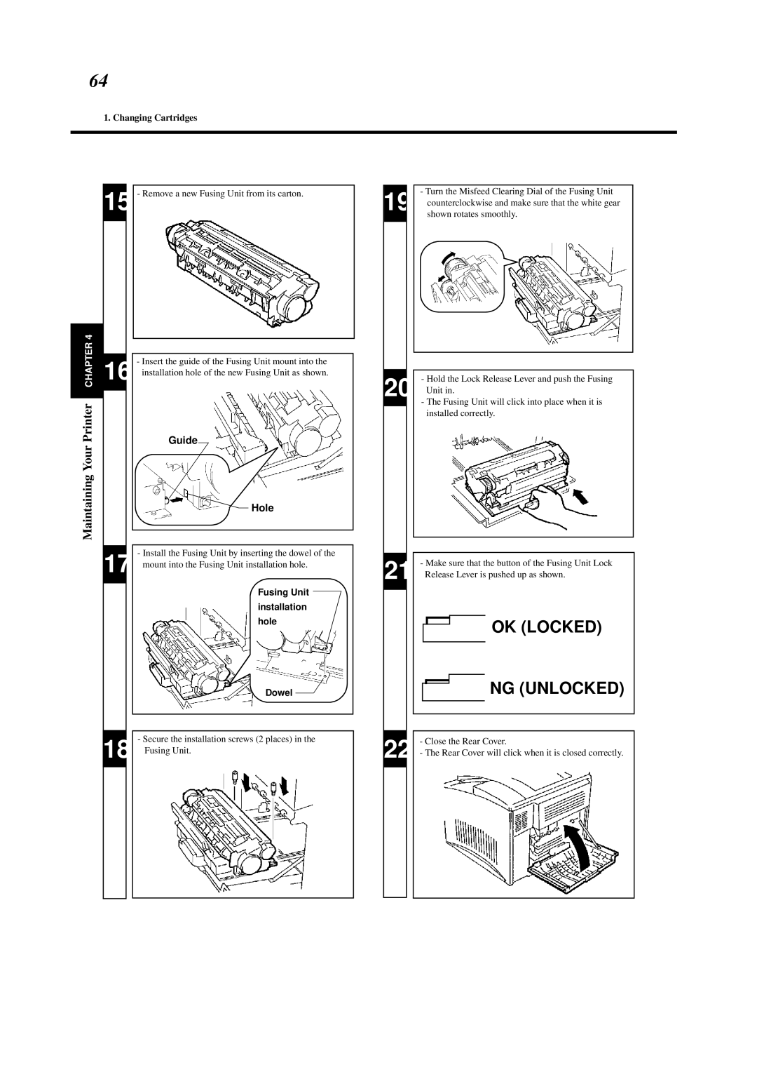 Minolta 0990-7701-02 user manual Your, Fusing Unit Installation Hole Dowel 