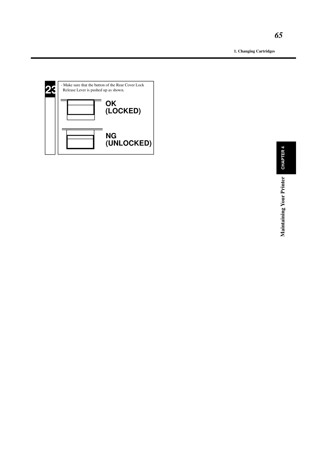 Minolta 0990-7701-02 user manual OK Locked NG Unlocked 