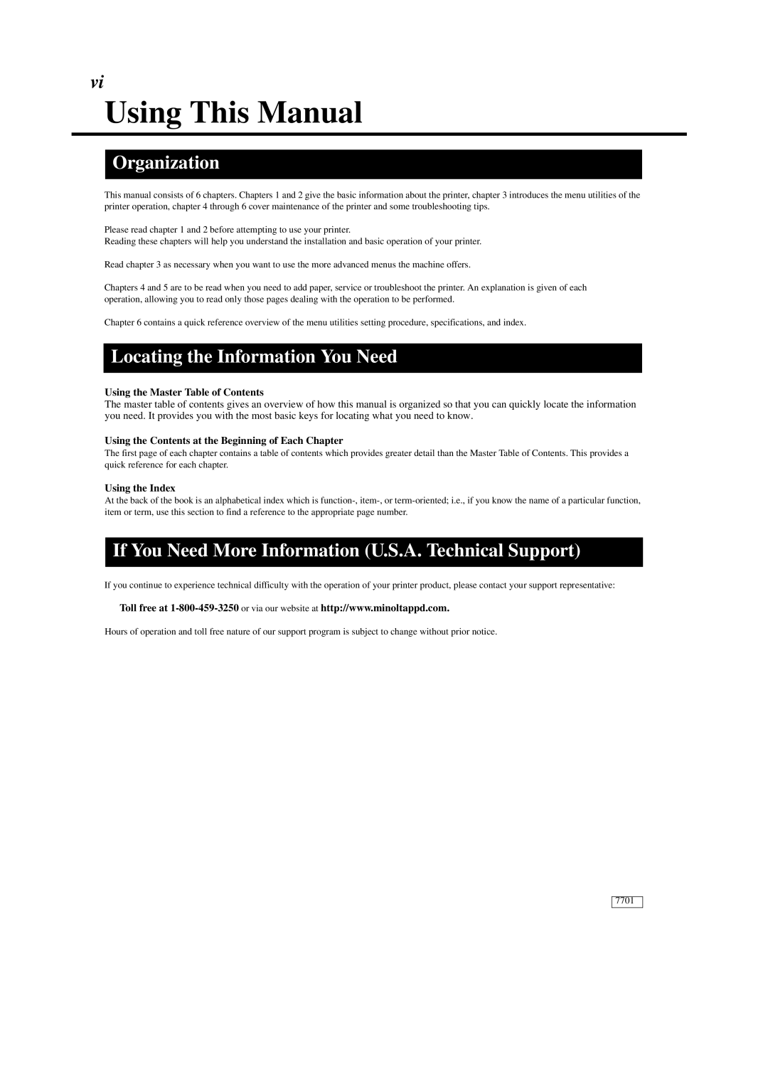 Minolta 0990-7701-02 user manual Using This Manual, Organization, Locating the Information You Need 