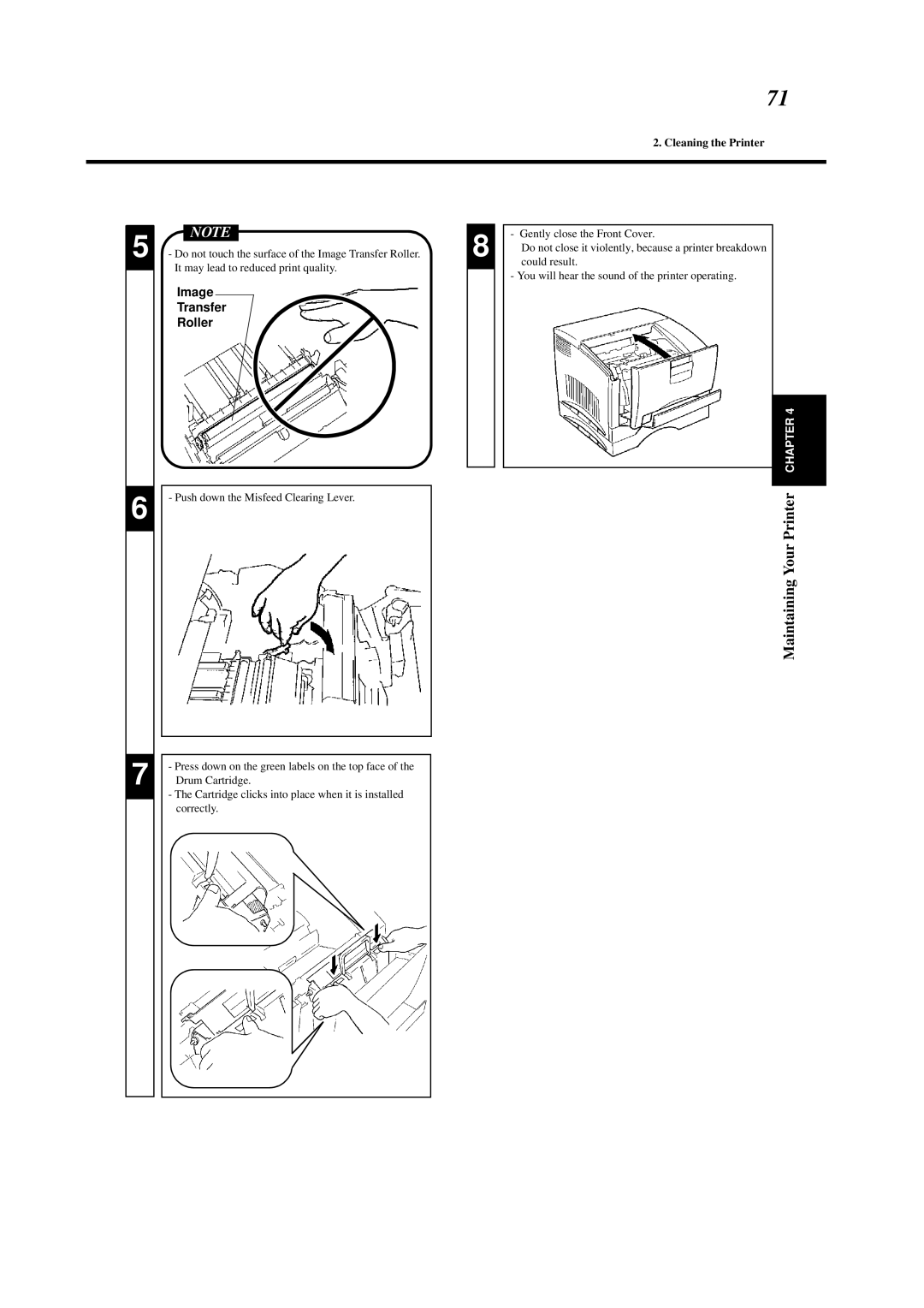 Minolta 0990-7701-02 user manual Cleaning the Printer 