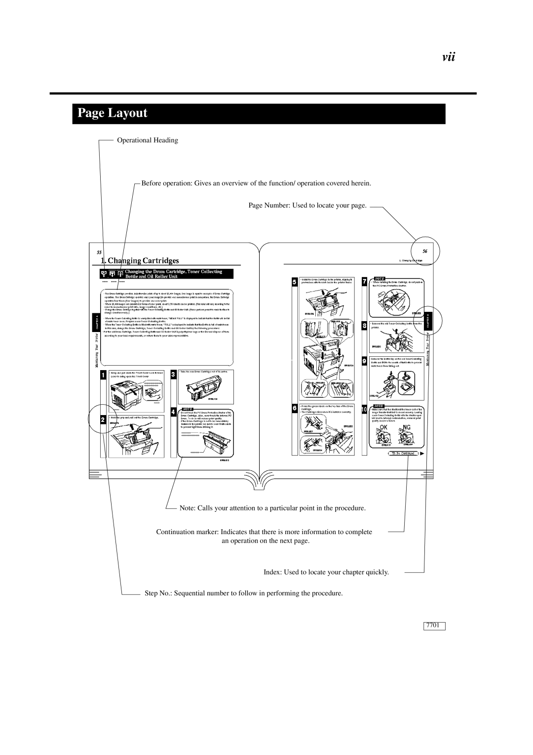 Minolta 0990-7701-02 user manual Vii, Layout 