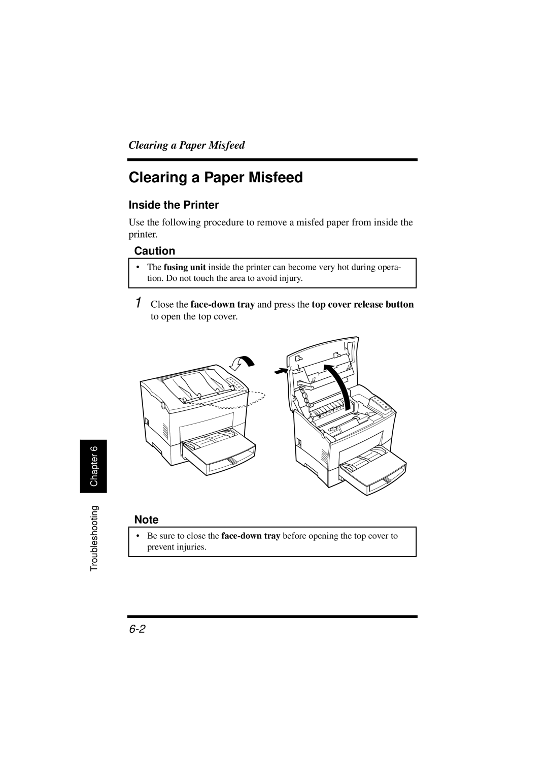 Minolta 18L manual Clearing a Paper Misfeed, Inside the Printer 