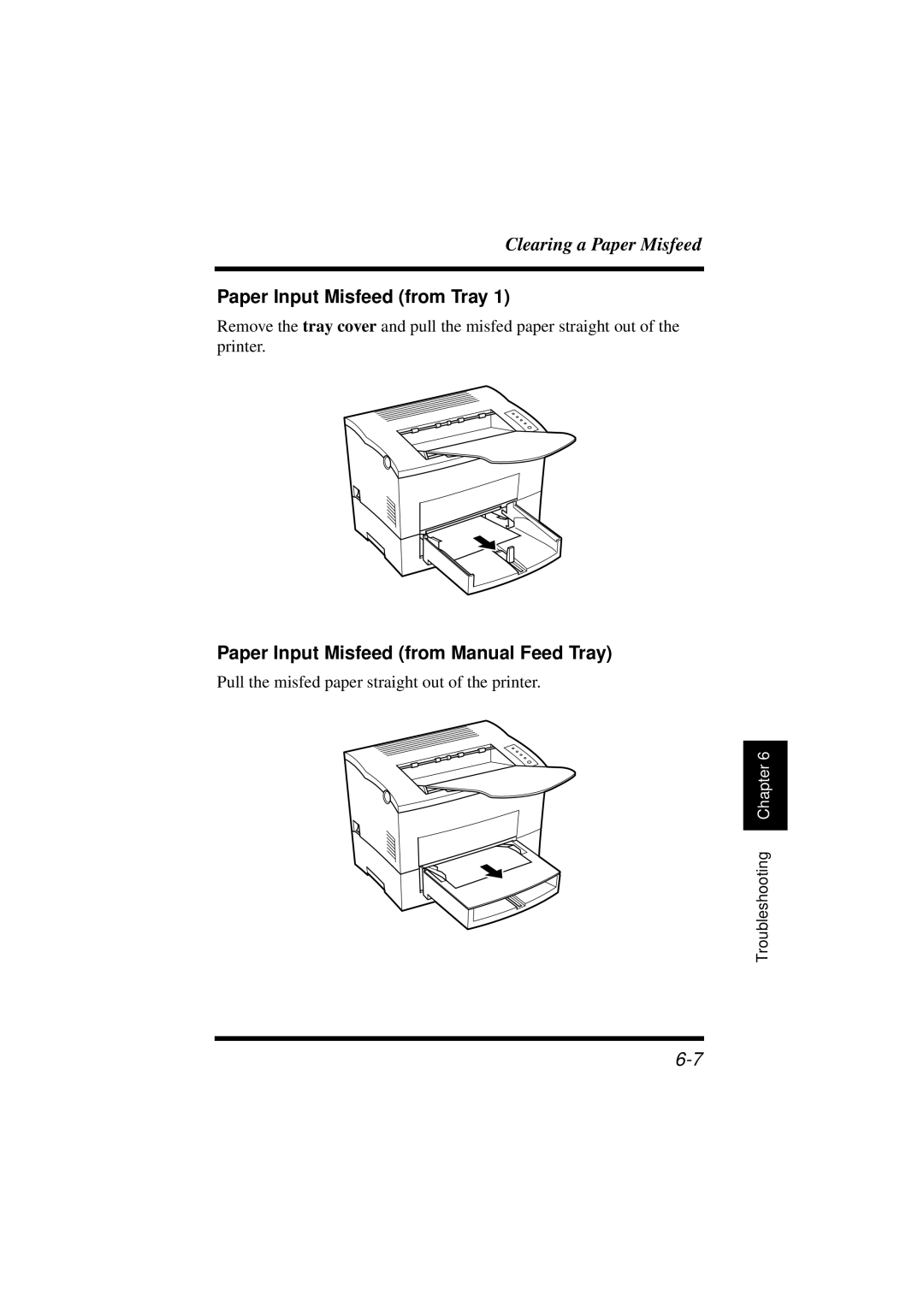 Minolta 18L manual Paper Input Misfeed from Tray, Paper Input Misfeed from Manual Feed Tray 