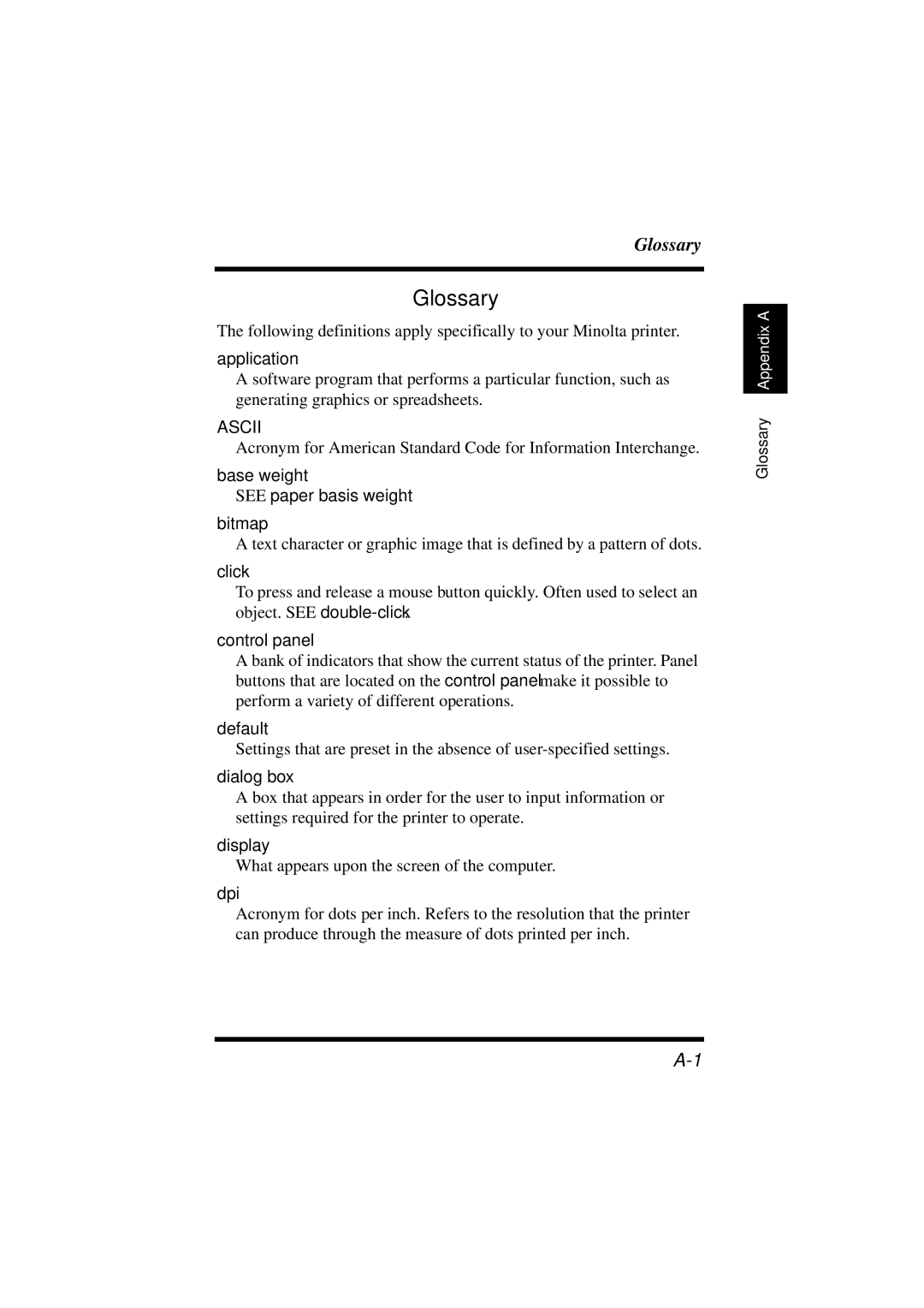 Minolta 18L manual Glossary 