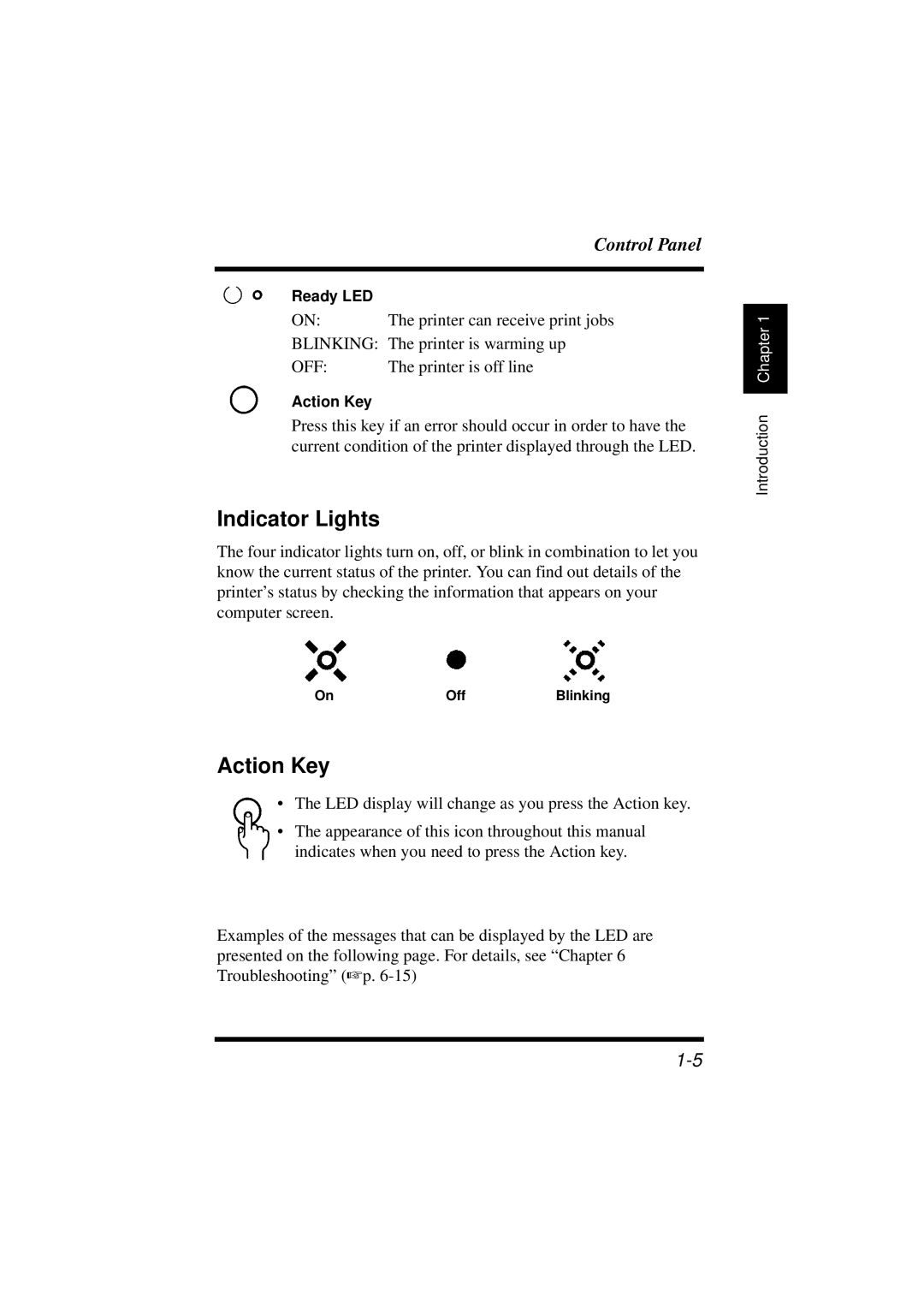 Minolta 18L manual Indicator Lights, Action Key 