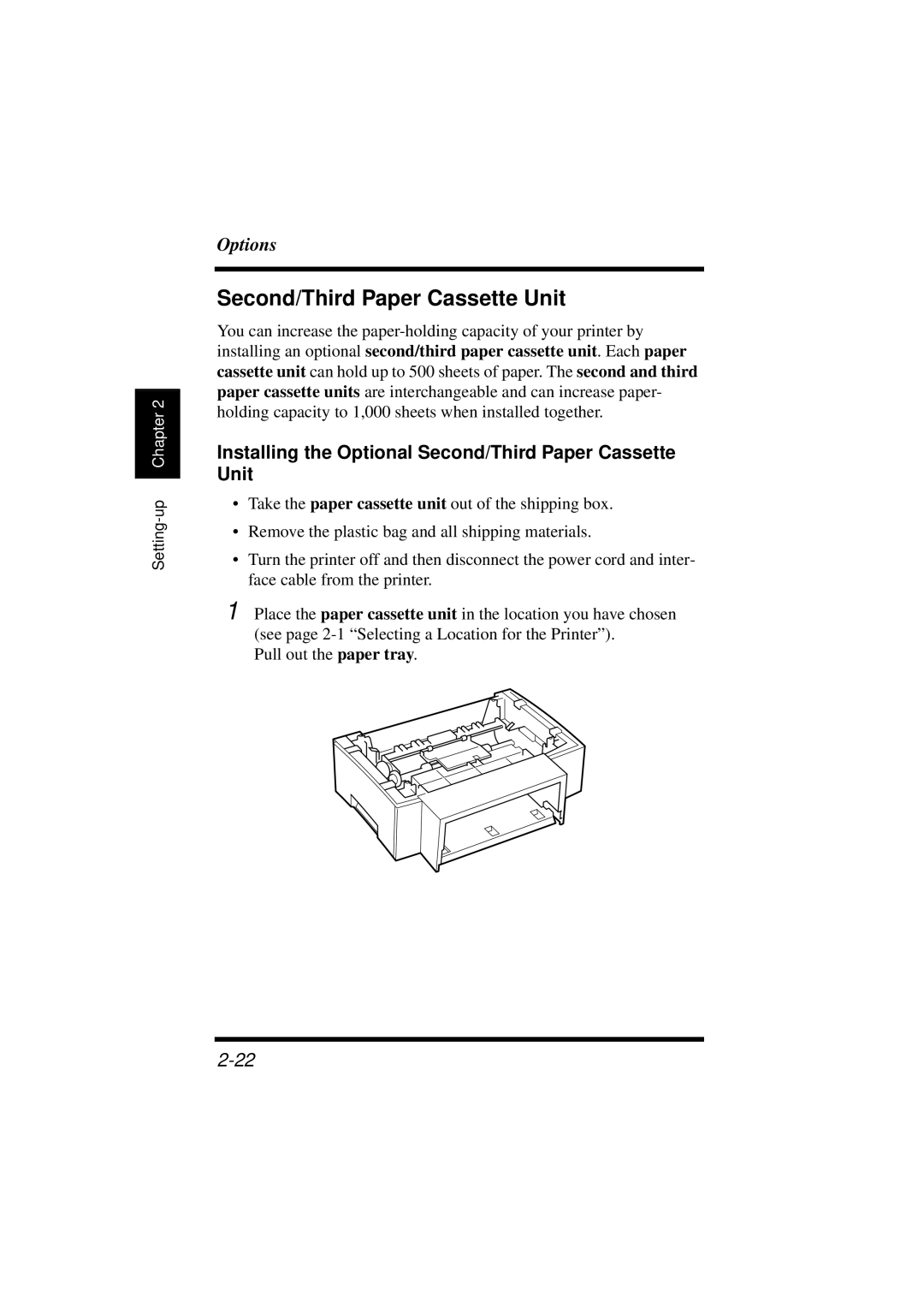 Minolta 18L manual Installing the Optional Second/Third Paper Cassette Unit 