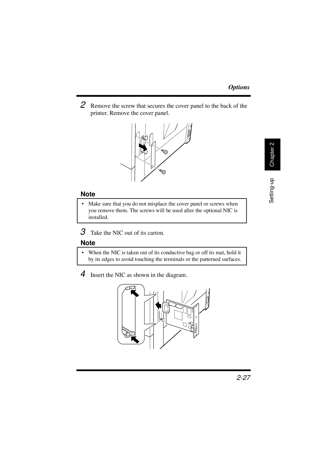 Minolta 18L manual Insert the NIC as shown in the diagram 