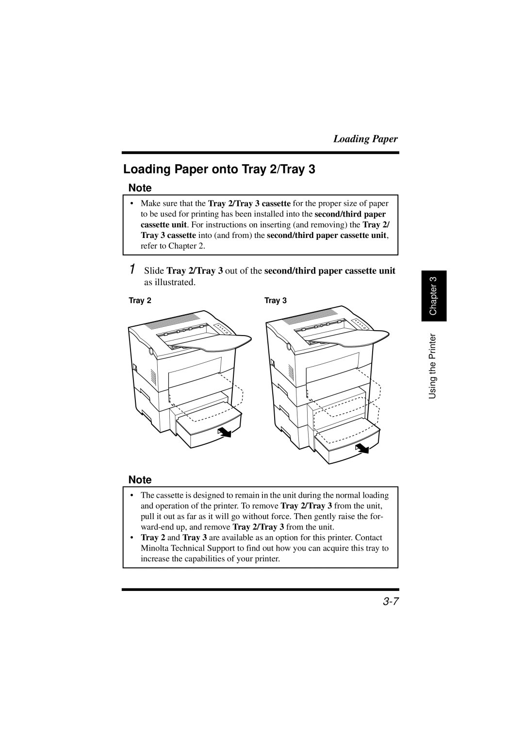 Minolta 18L manual Loading Paper onto Tray 2/Tray, As illustrated 