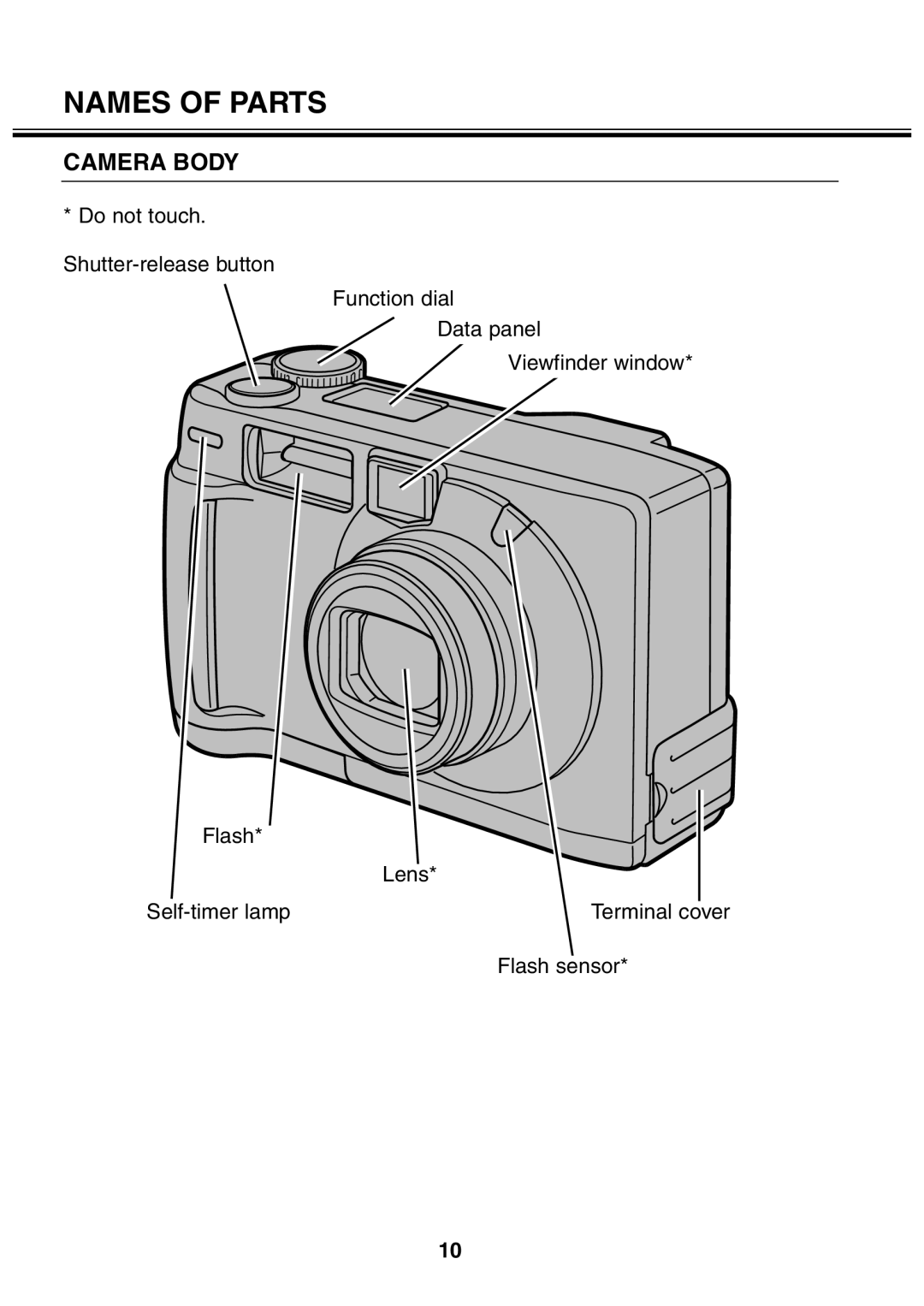 Minolta 2330 instruction manual Names of Parts, Camera Body 