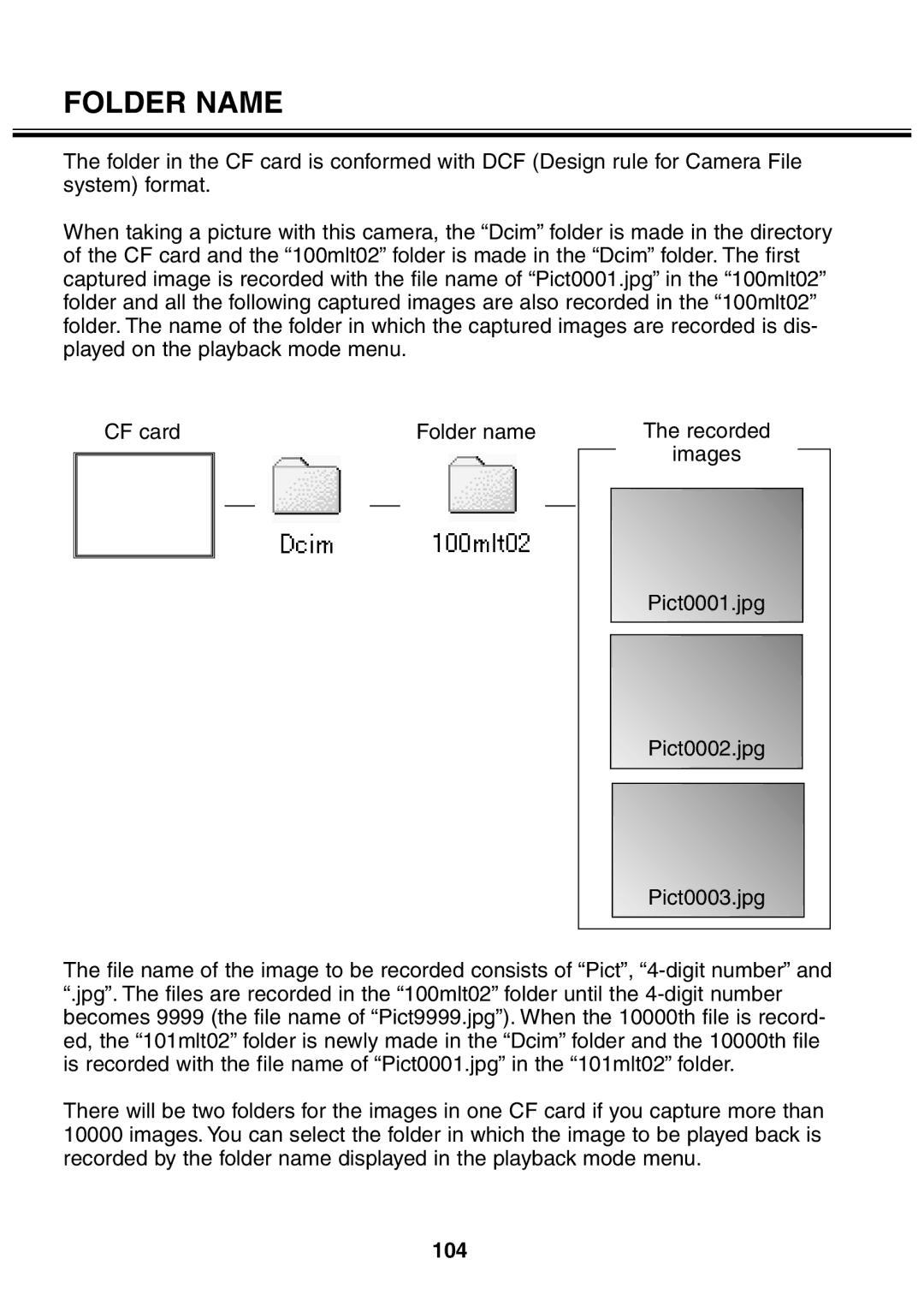 Minolta 2330 instruction manual Folder Name, 104 