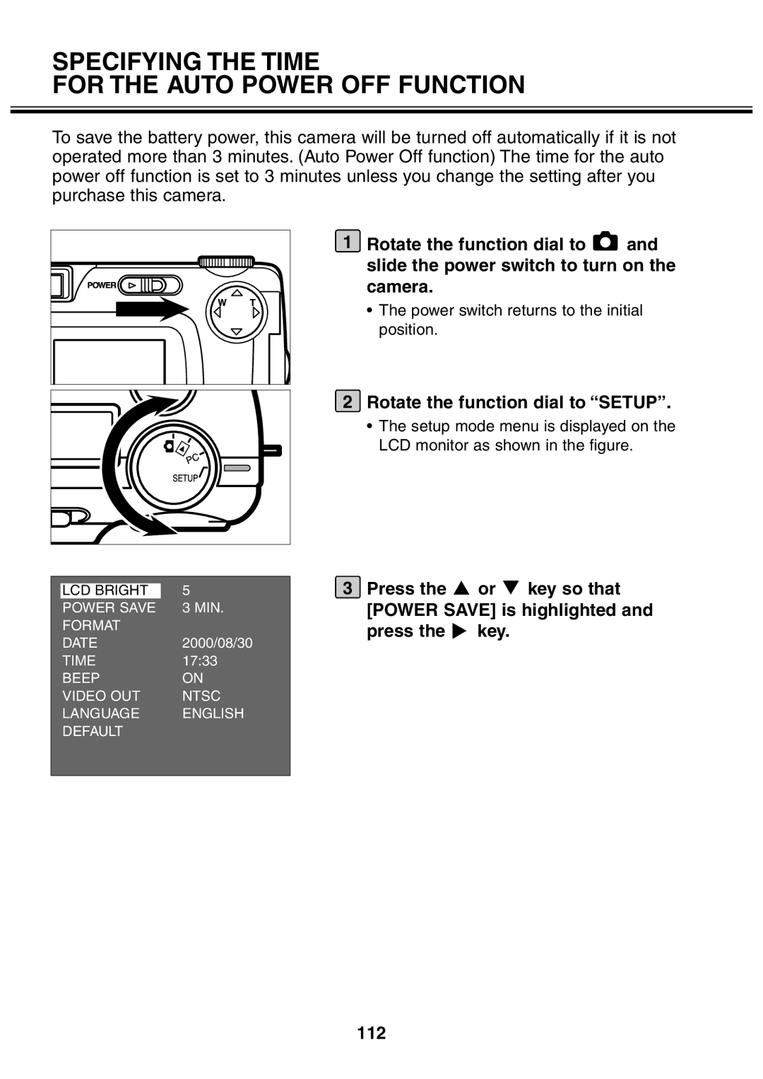 Minolta 2330 instruction manual Specifying the Time For the Auto Power OFF Function 