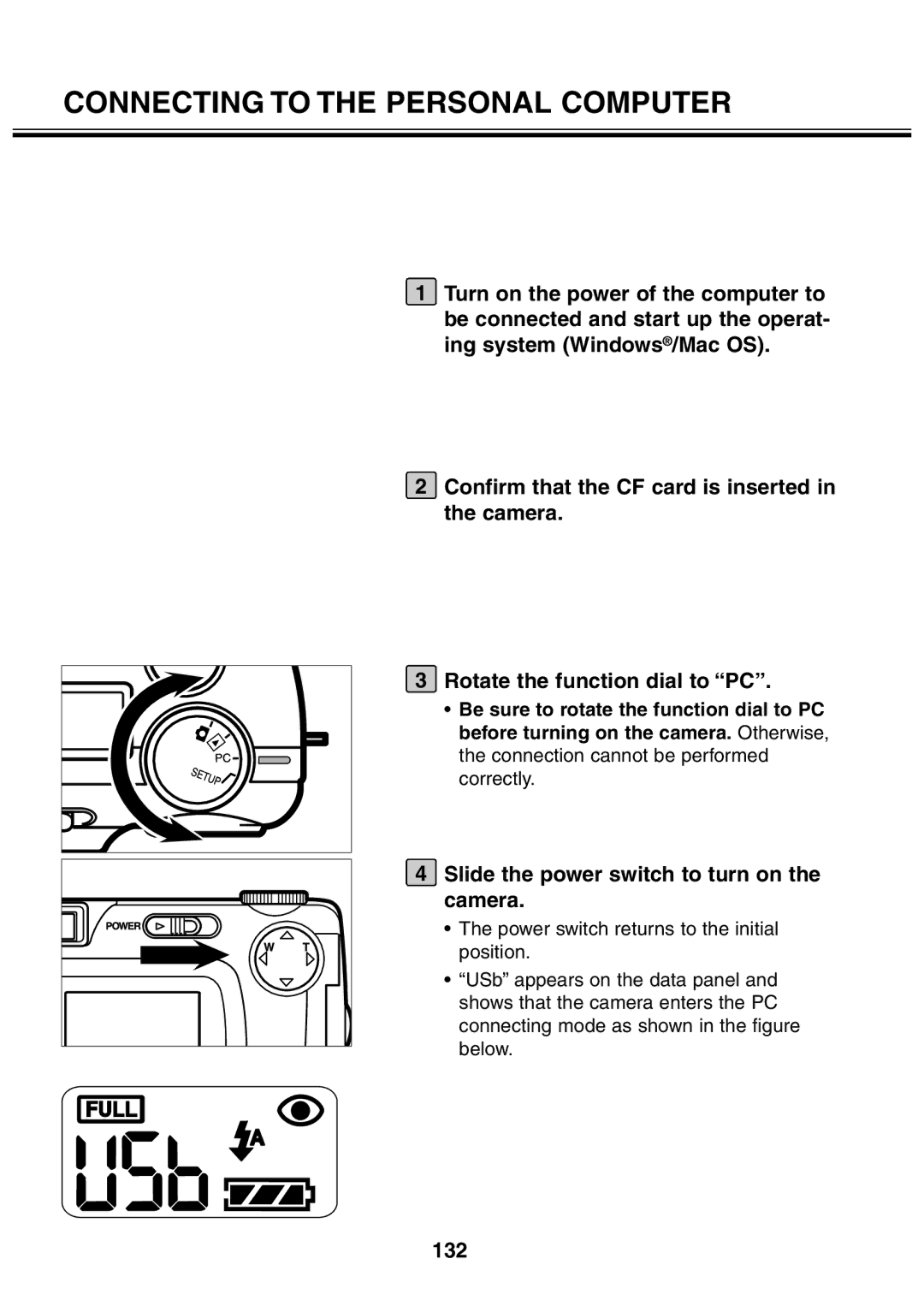 Minolta 2330 instruction manual Connecting to the Personal Computer, 132 