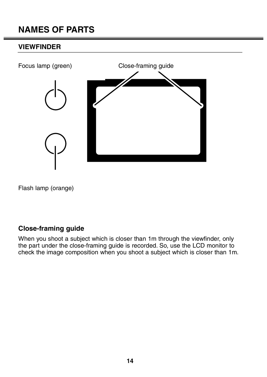 Minolta 2330 instruction manual Viewfinder, Close-framing guide 