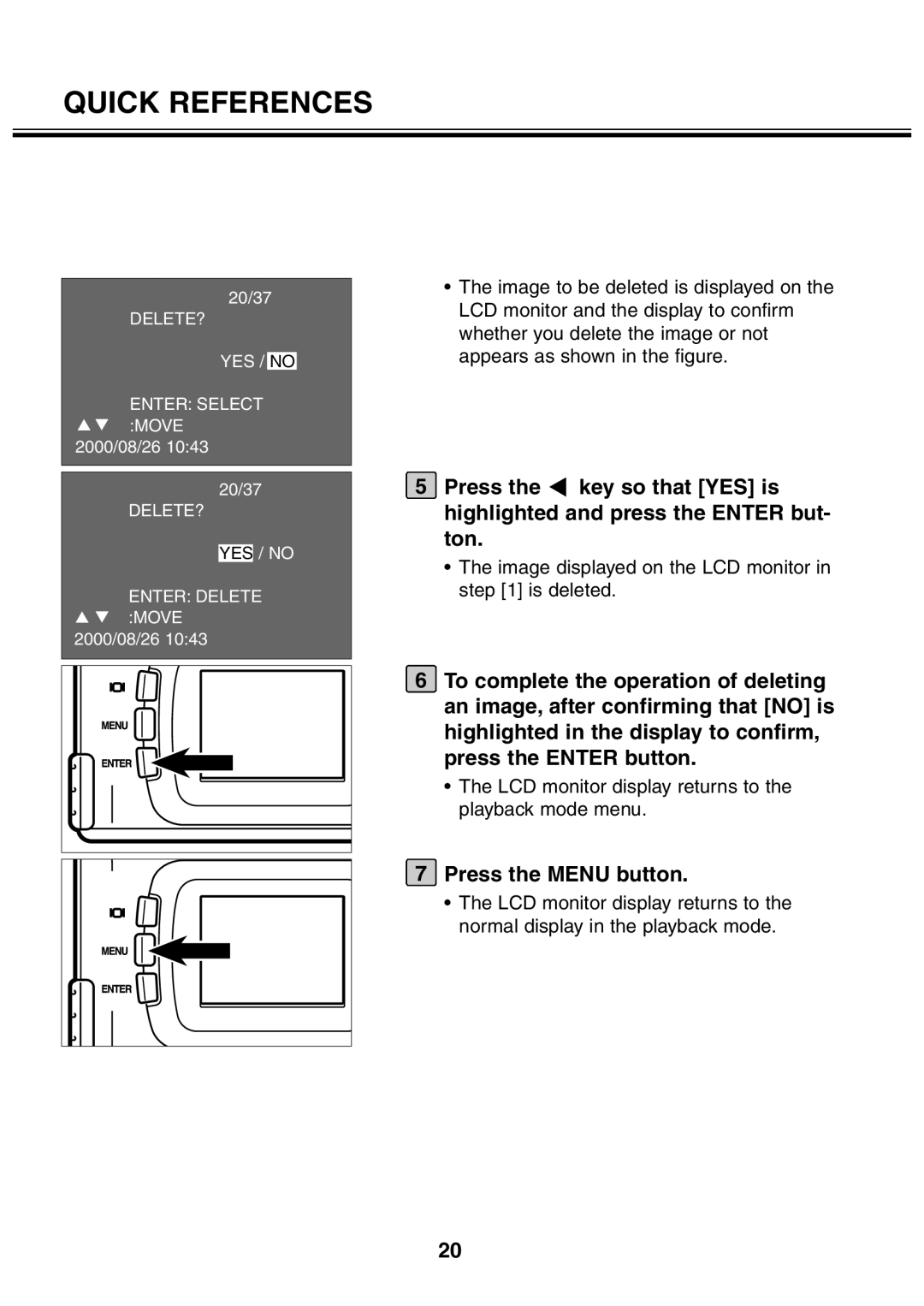 Minolta 2330 instruction manual Image displayed on the LCD monitor in is deleted 