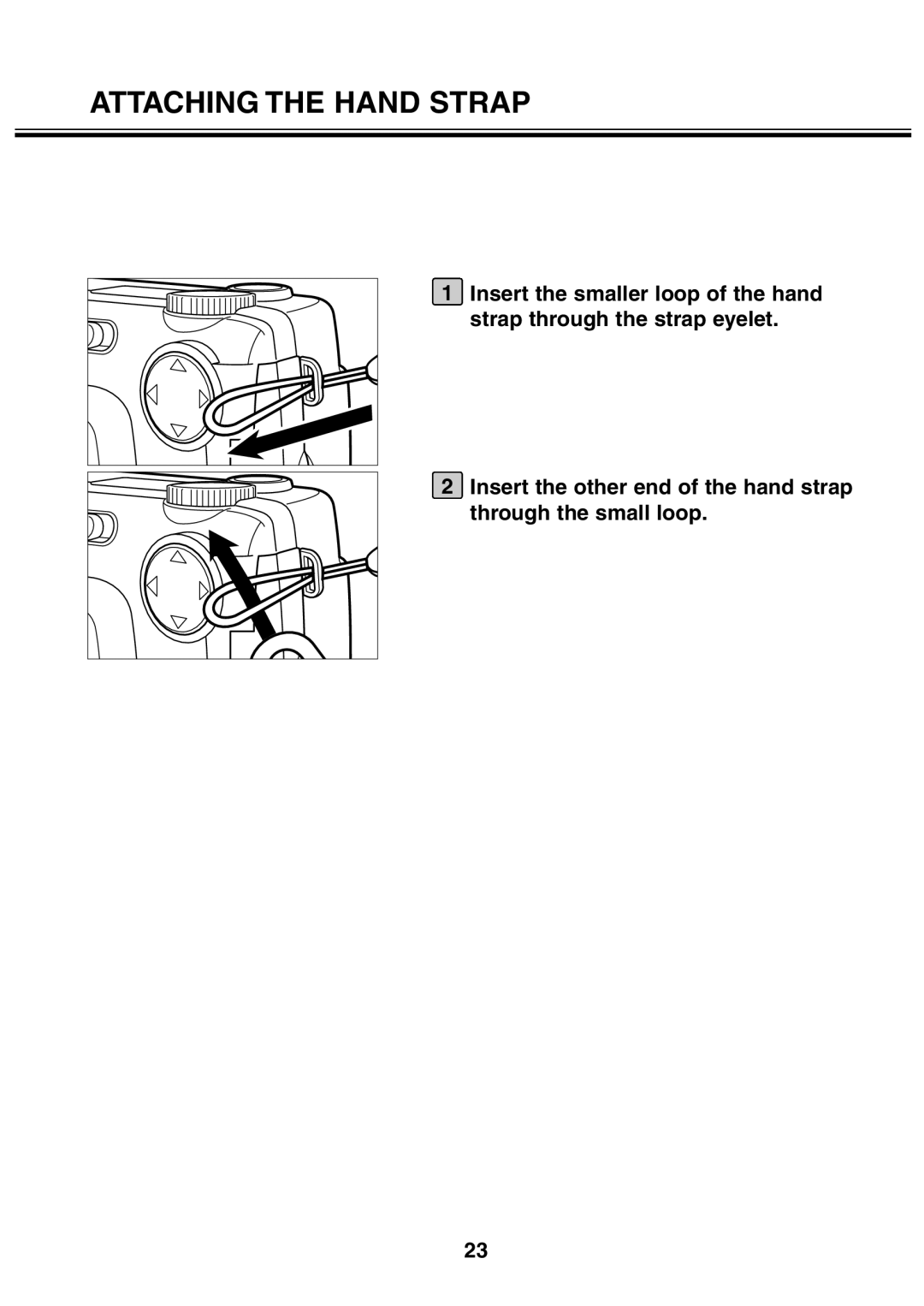 Minolta 2330 instruction manual Attaching the Hand Strap 