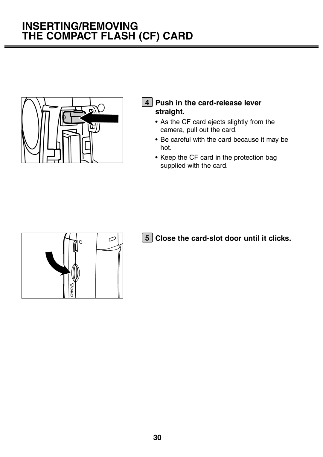 Minolta 2330 instruction manual Push in the card-release lever straight 