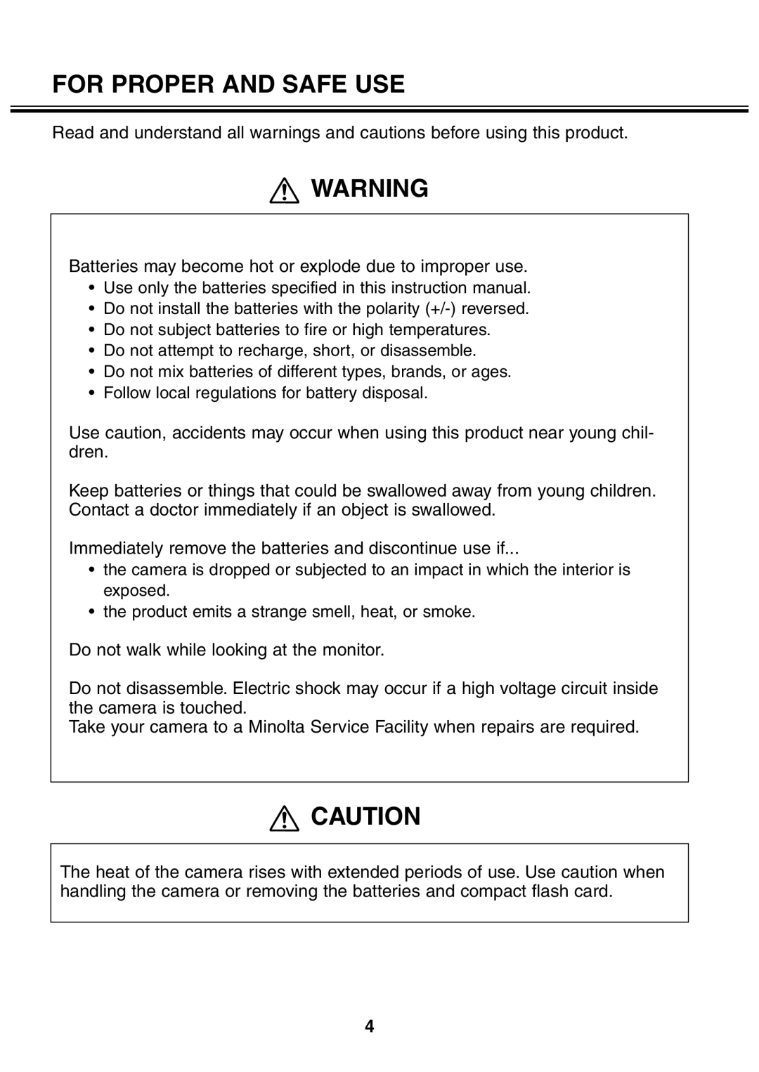 Minolta 2330 instruction manual For Proper and Safe USE 