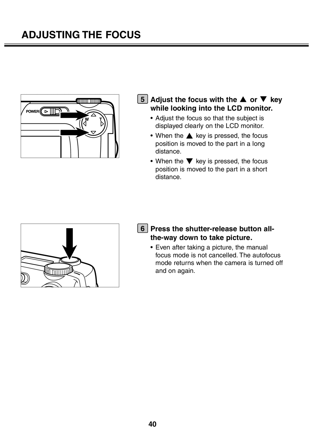 Minolta 2330 instruction manual Adjusting the Focus 