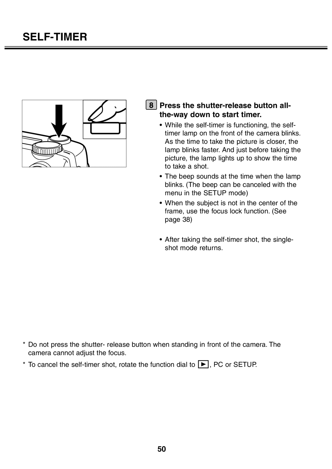 Minolta 2330 instruction manual Self-Timer 