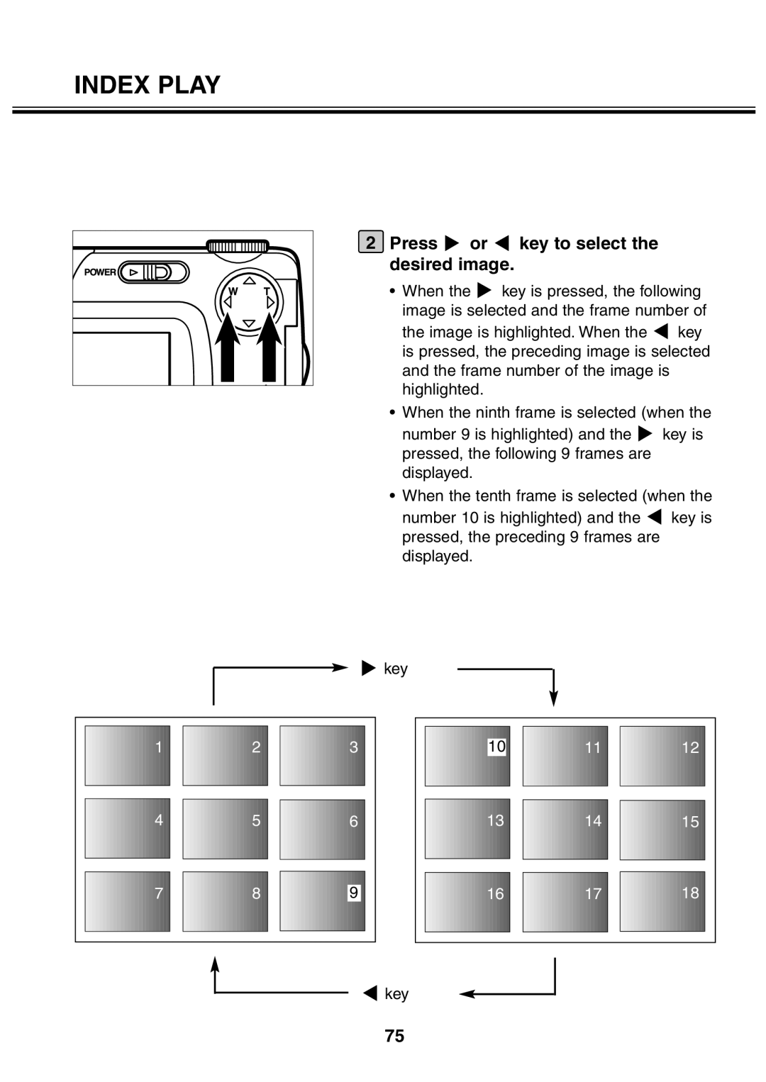 Minolta 2330 instruction manual Press or key to select the desired image 