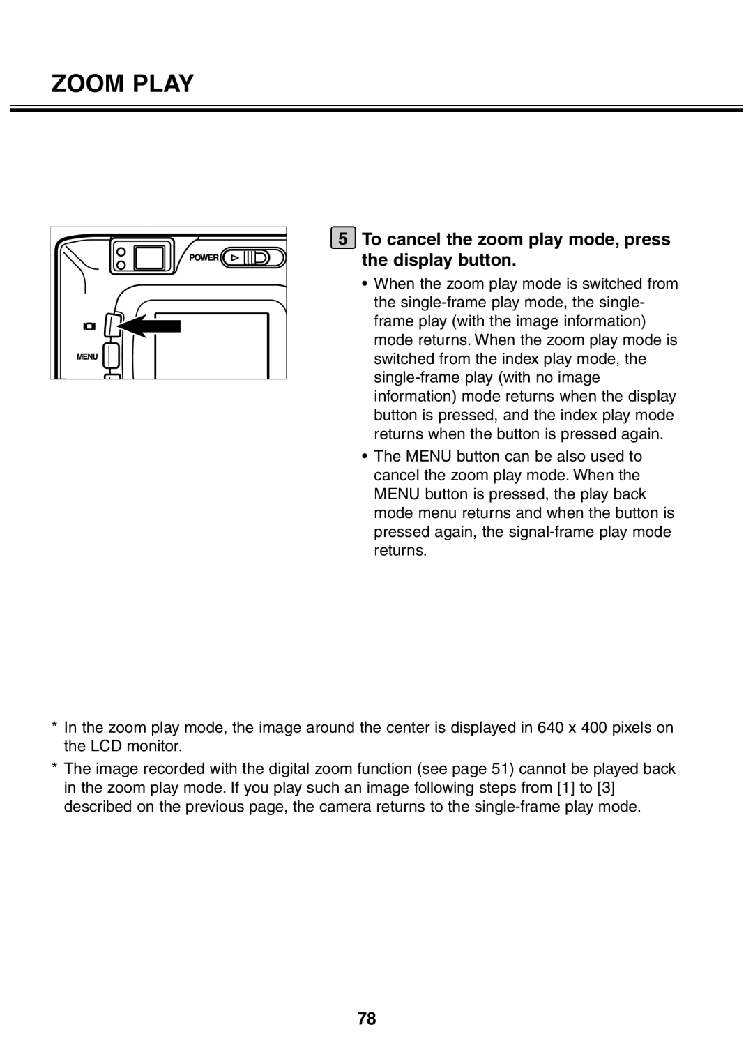 Minolta 2330 instruction manual To cancel the zoom play mode, press the display button 