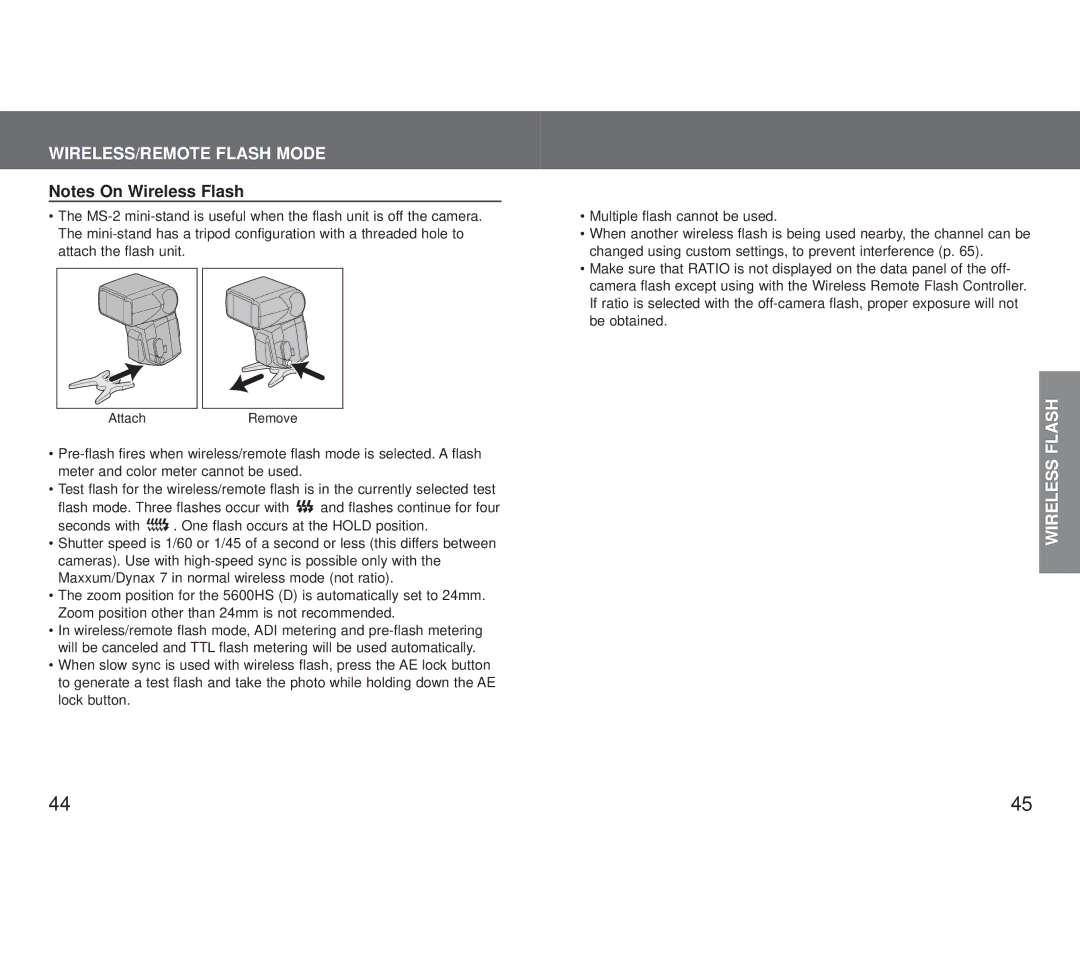 Minolta 5600HS (D) appendix WIRELESS/REMOTE Flash Mode 