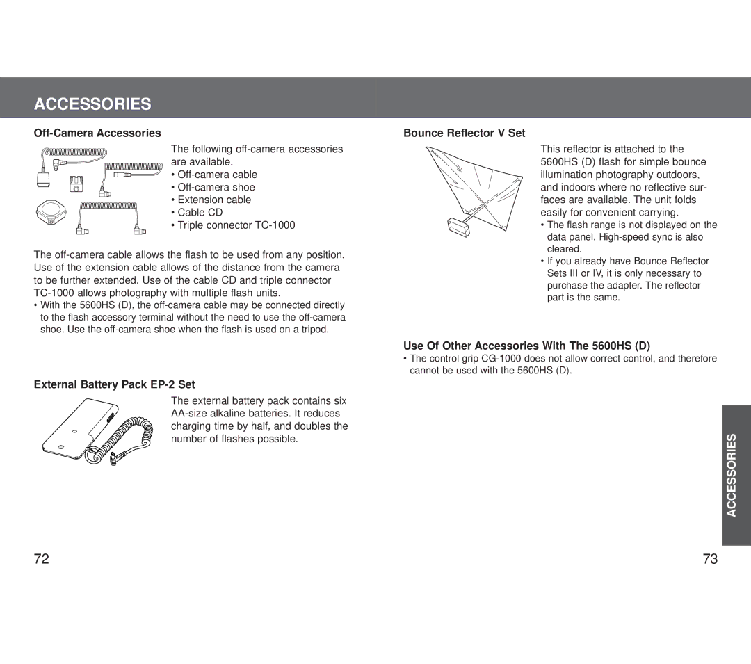 Minolta 5600HS (D) appendix Accessories 