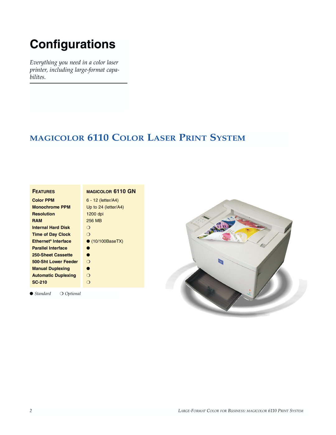 Minolta manual Configurations, Magicolor 6110 Color Laser Print System 