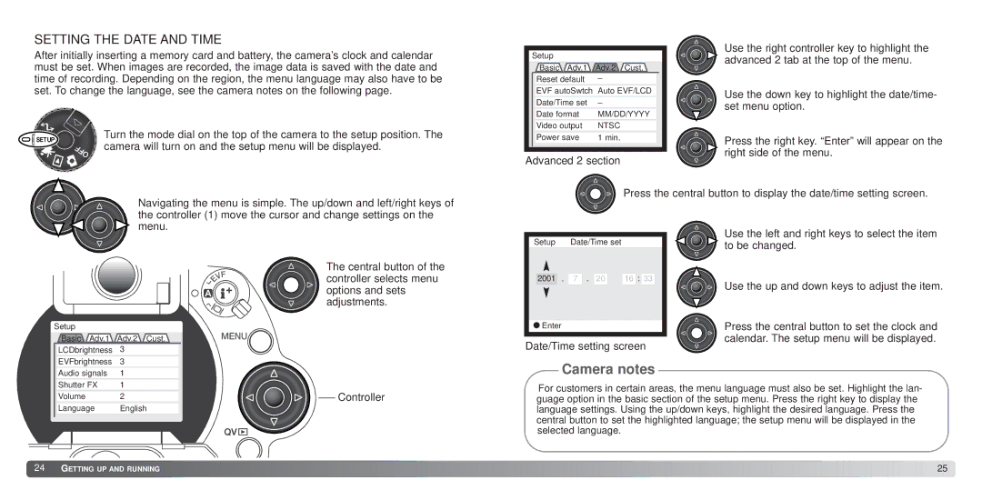 Minolta 7Hi instruction manual Camera notes, Setting the Date and Time 