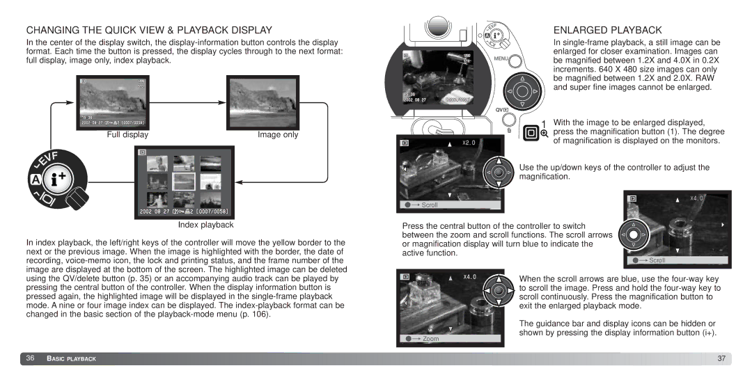 Minolta 7Hi instruction manual Enlarged Playback, Full display Image only 