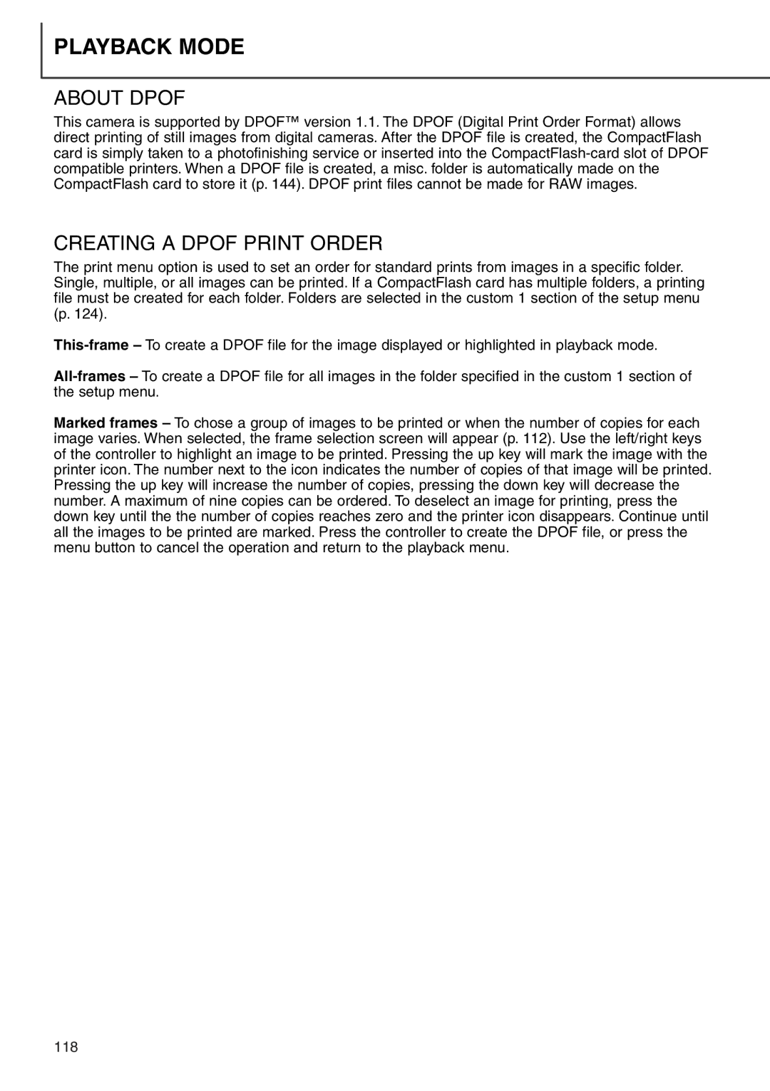 Minolta 7i instruction manual About Dpof, Creating a Dpof Print Order 