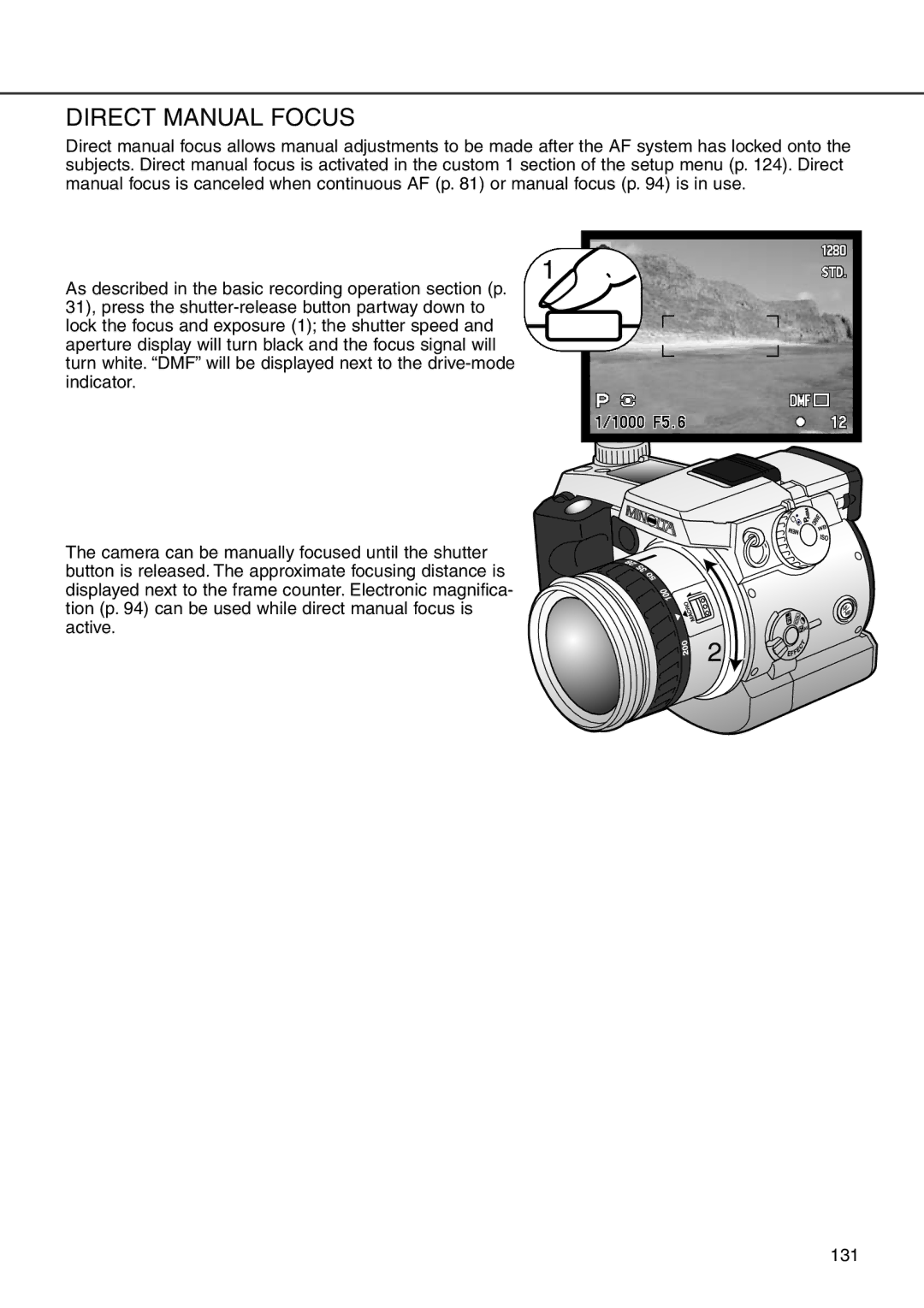 Minolta 7i instruction manual Direct Manual Focus 