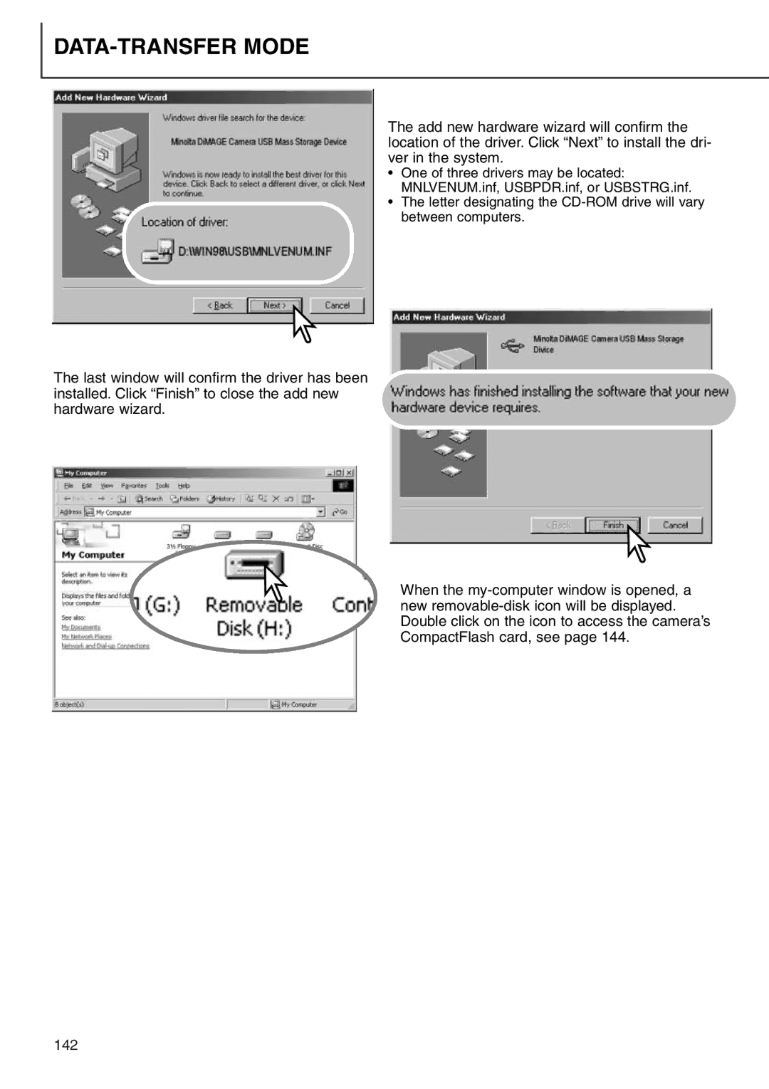 Minolta 7i instruction manual DATA-TRANSFER Mode 