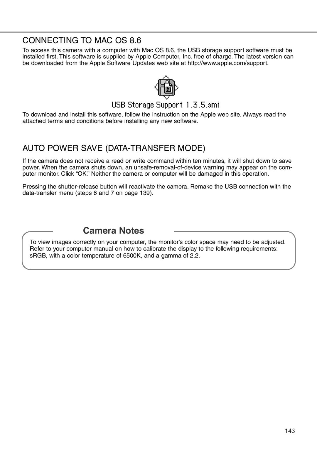 Minolta 7i instruction manual Connecting to MAC OS, Auto Power Save DATA-TRANSFER Mode 