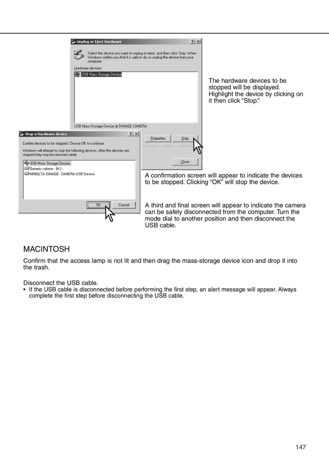 Minolta 7i instruction manual Macintosh 